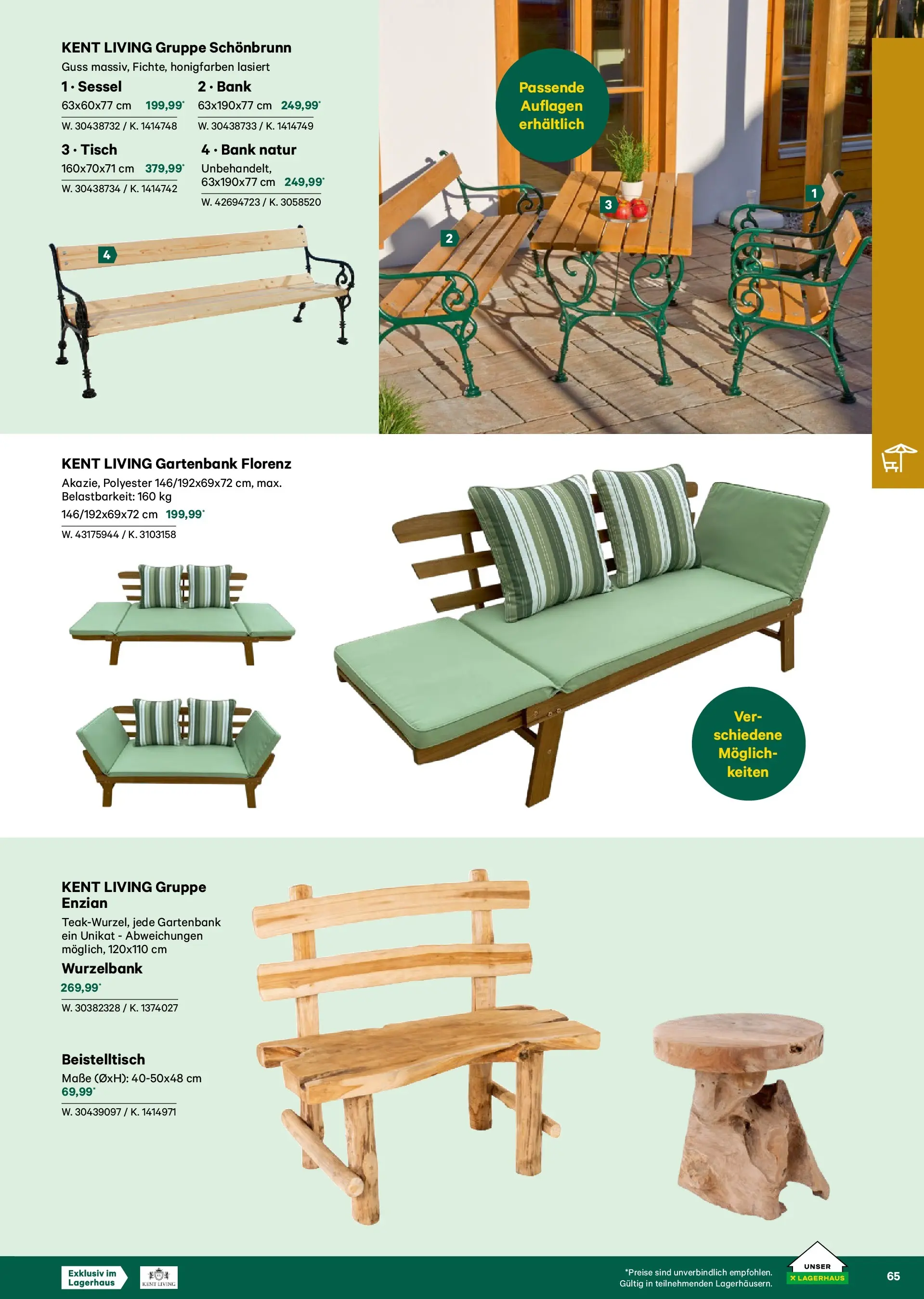 Lagerhaus Garten & Freizeit Katalog 2026 - Regau, Weyer von 01.03.2026 - Aktuelle Angebote | Seite: 65 | Produkte: Sessel, Tisch