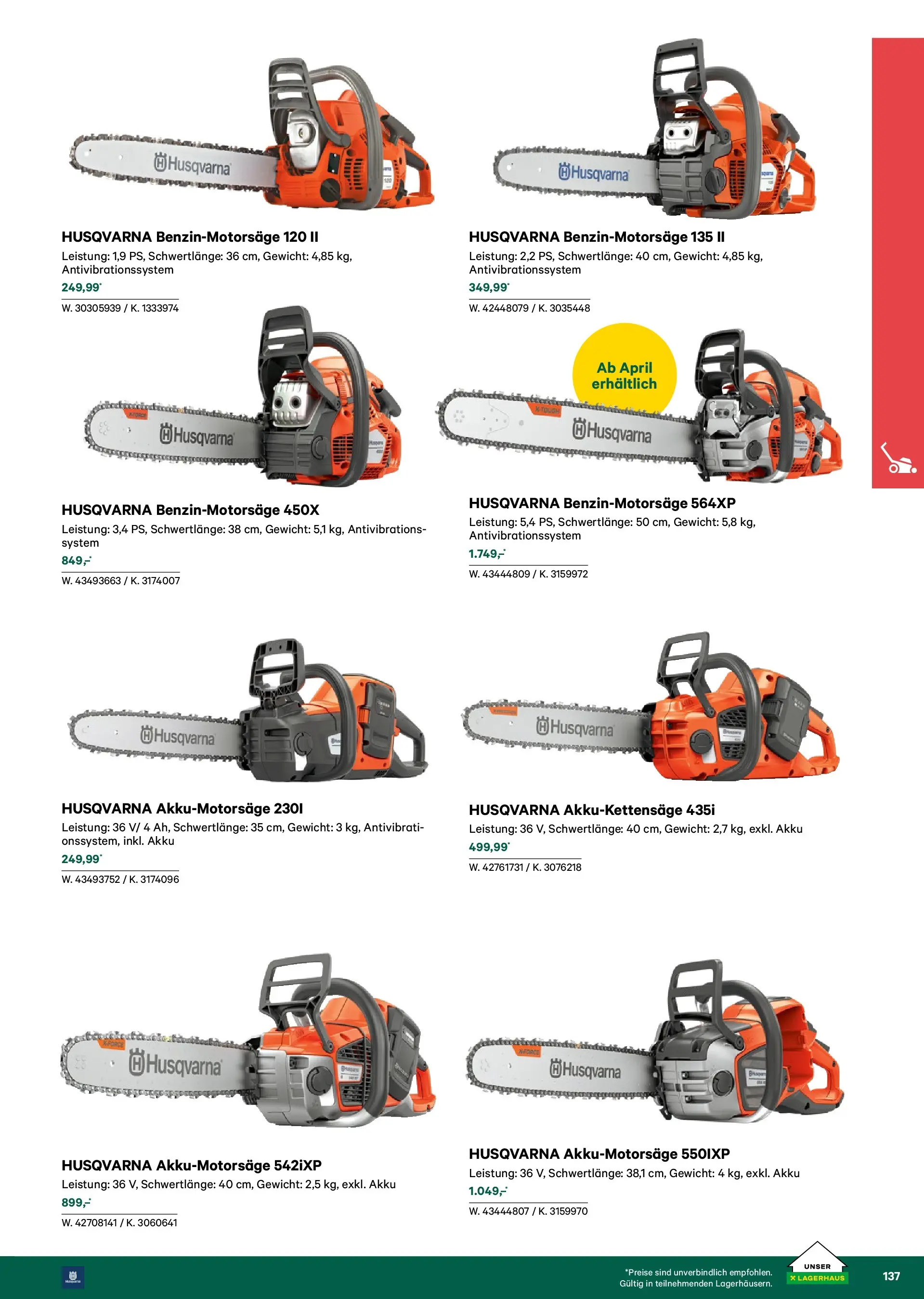 Lagerhaus Garten & Freizeit Katalog 2026 - Regau, Weyer von 01.03.2026 - Aktuelle Angebote | Seite: 137 | Produkte: Gewicht