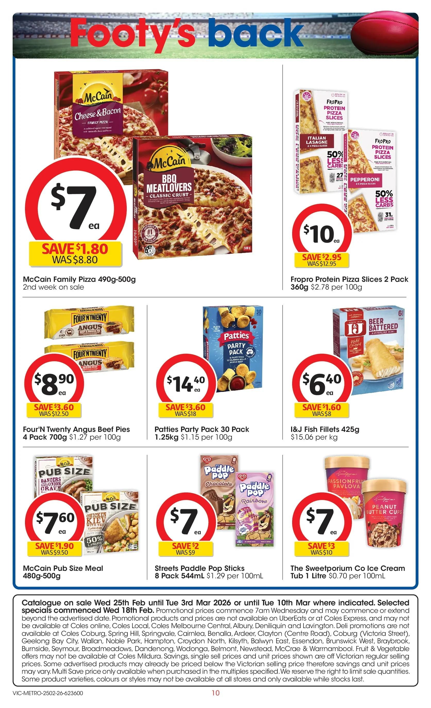 ﻿Coles catalogue valid from 25/02/2026 > Online Australia | Page: 10 | Products: Fish, Cream, Ice cream, Pies