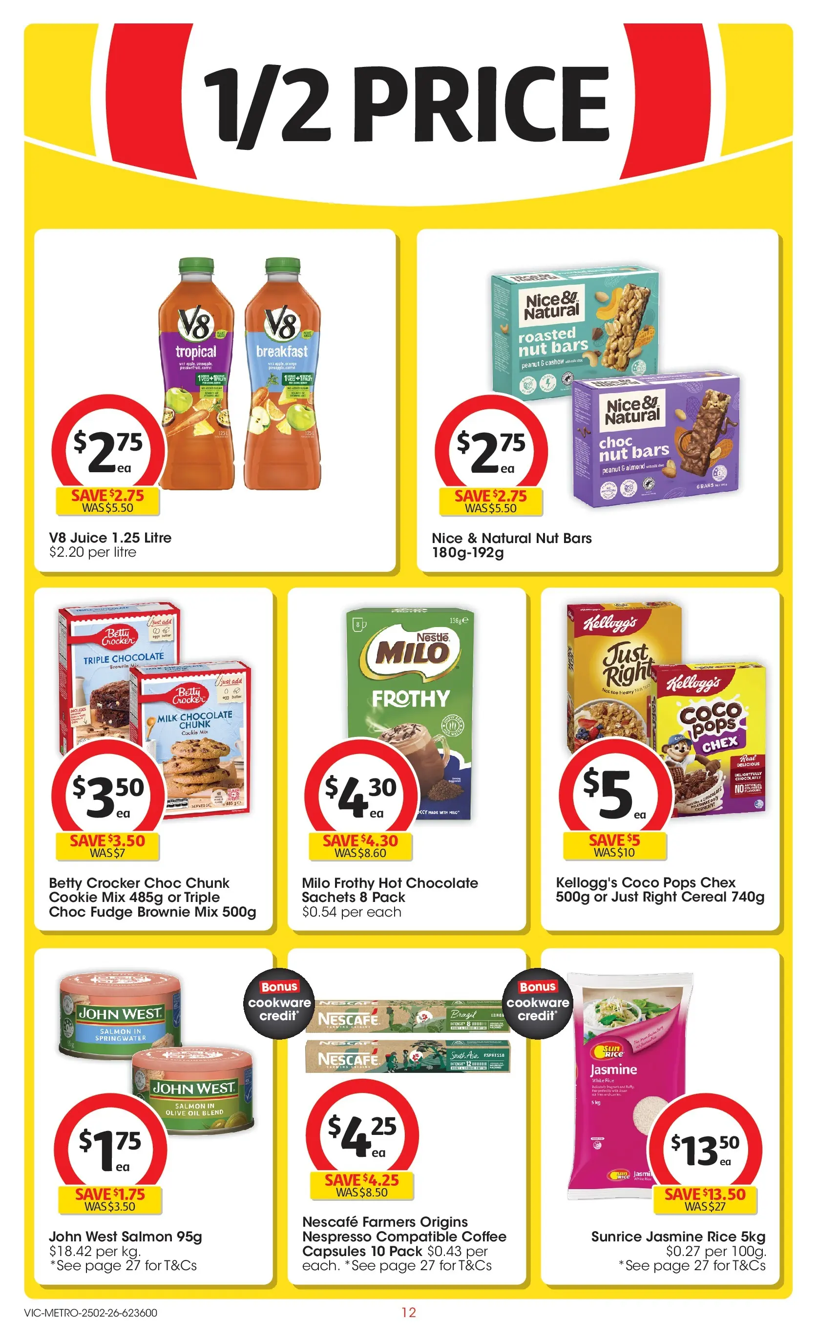 ﻿Coles catalogue valid from 25/02/2026 > Online Australia | Page: 12 | Products: Milk, Rice, Olive oil, Salmon
