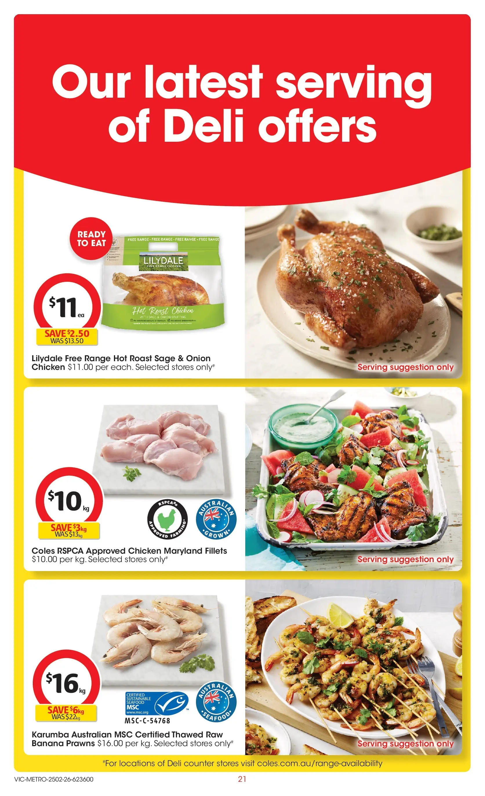 ﻿Coles catalogue valid from 25/02/2026 > Online Australia | Page: 21 | Products: Chicken, Prawns, Sustainable, Seafood