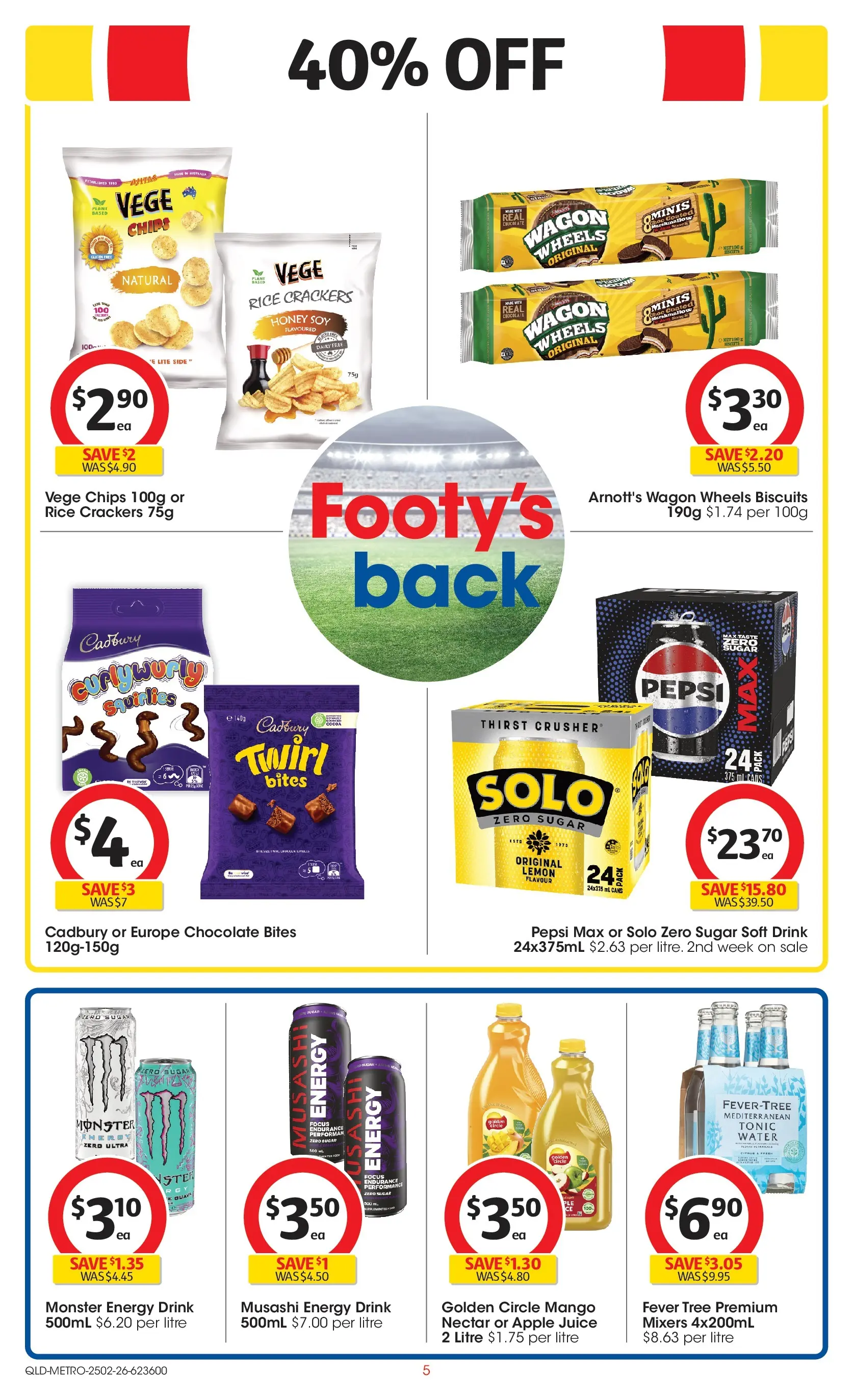 ﻿Coles catalogue valid from 25/02/2026 > Online Australia | Page: 5 | Products: Crackers, Energy drink, Chocolate, Pepsi Max