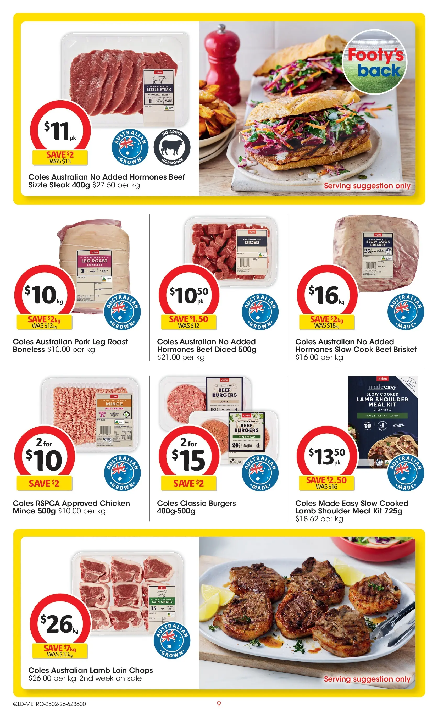 ﻿Coles catalogue valid from 25/02/2026 > Online Australia | Page: 9 | Products: Chicken, Pork, Beef, Steak