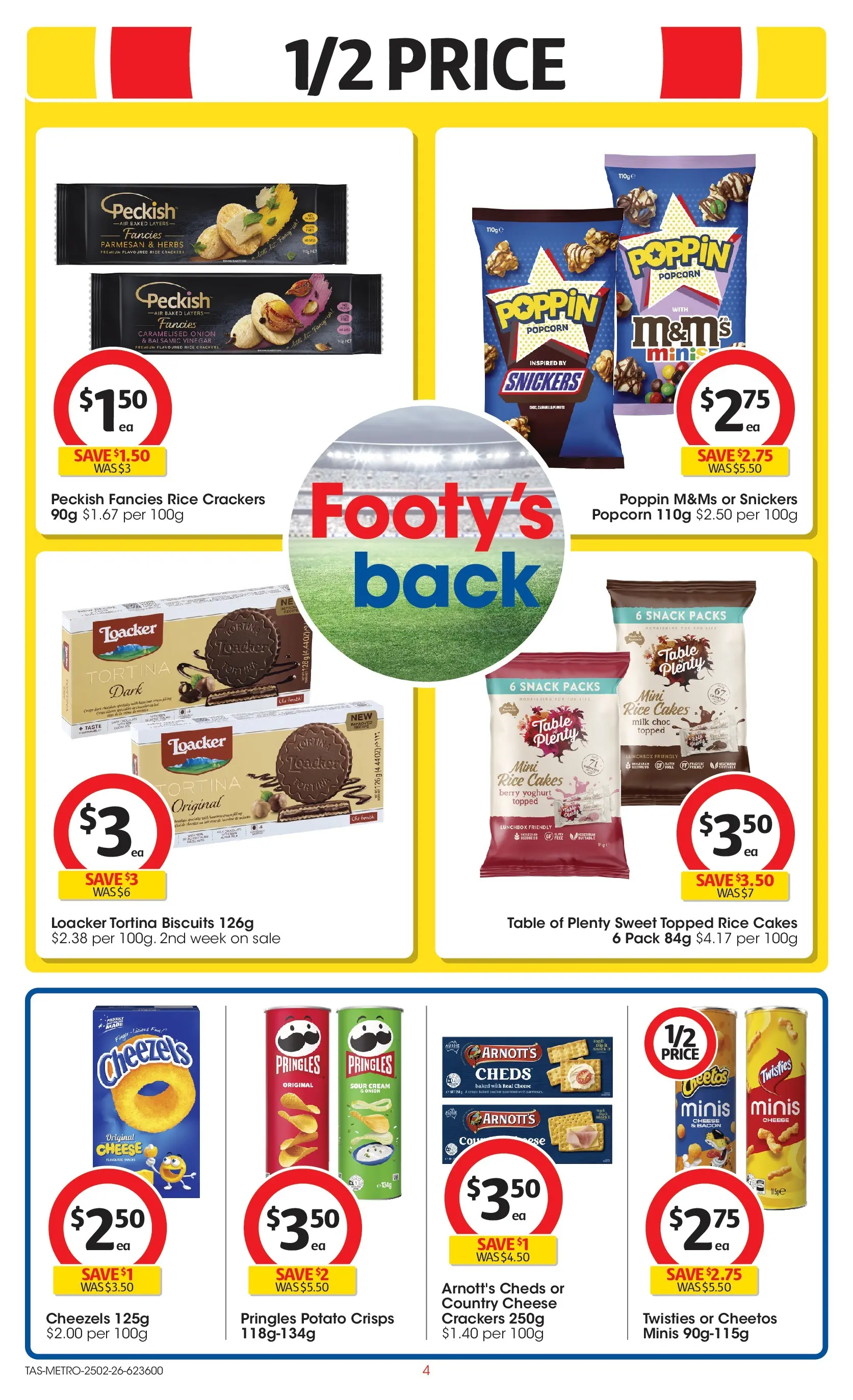 ﻿Coles catalogue valid from 24/02/2026 > Online Australia | Page: 4 | Products: Bacon, Crackers, Biscuits, Popcorn
