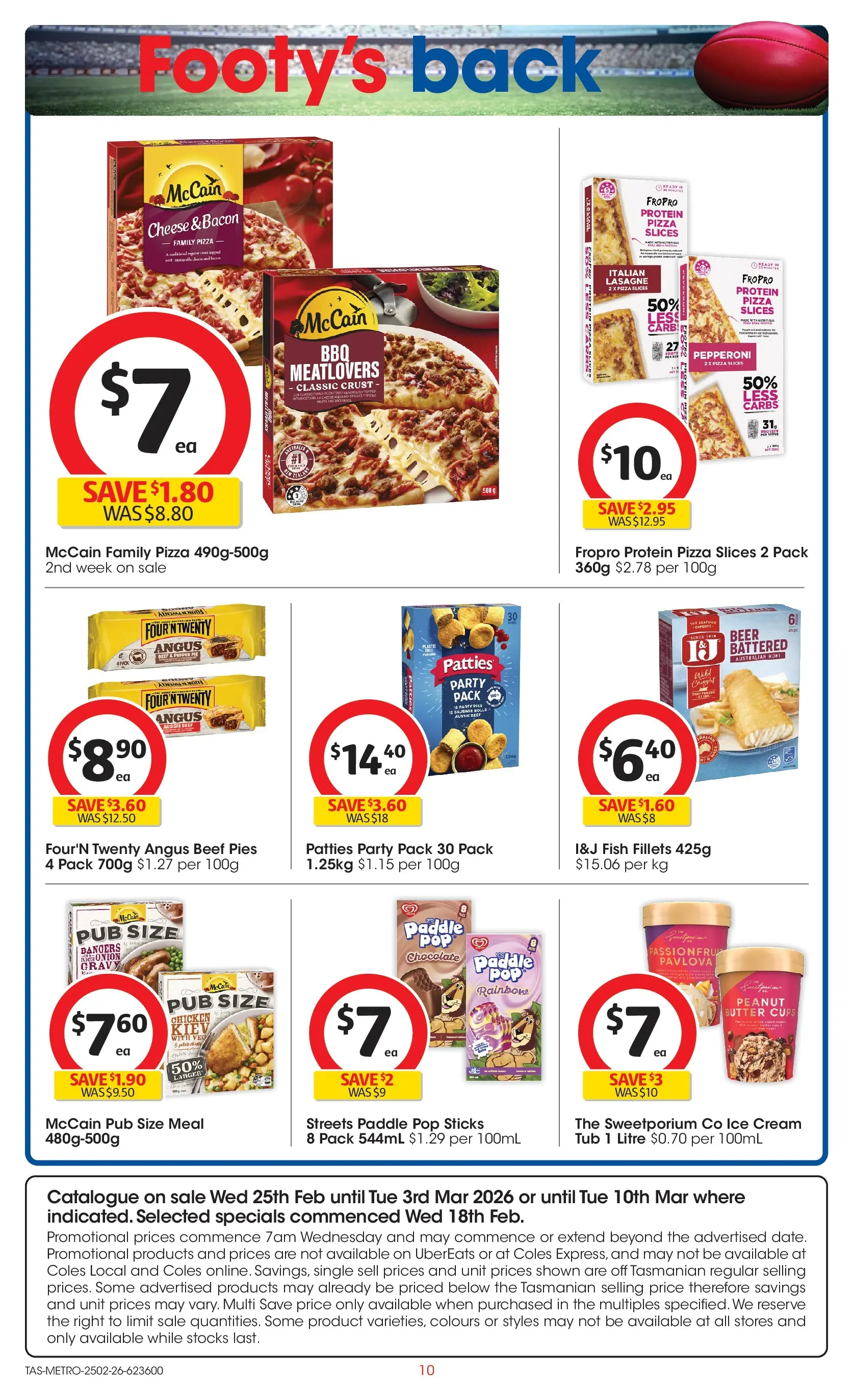 ﻿Coles catalogue valid from 24/02/2026 > Online Australia | Page: 10 | Products: Cheese, Chocolate, Sausage, Pies