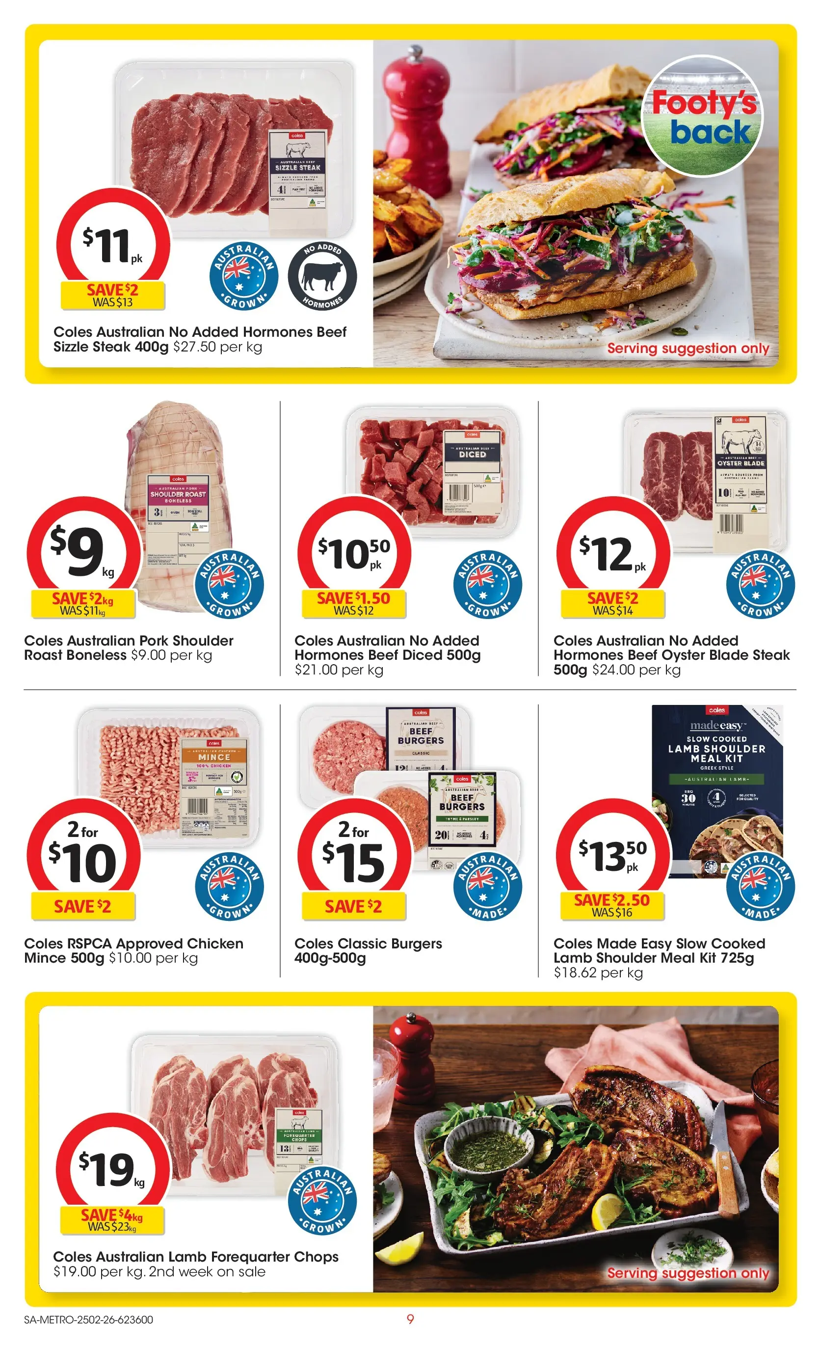 ﻿Coles catalogue valid from 25/02/2026 > Online Australia | Page: 9 | Products: Pork, Lamb, Beef, Steak