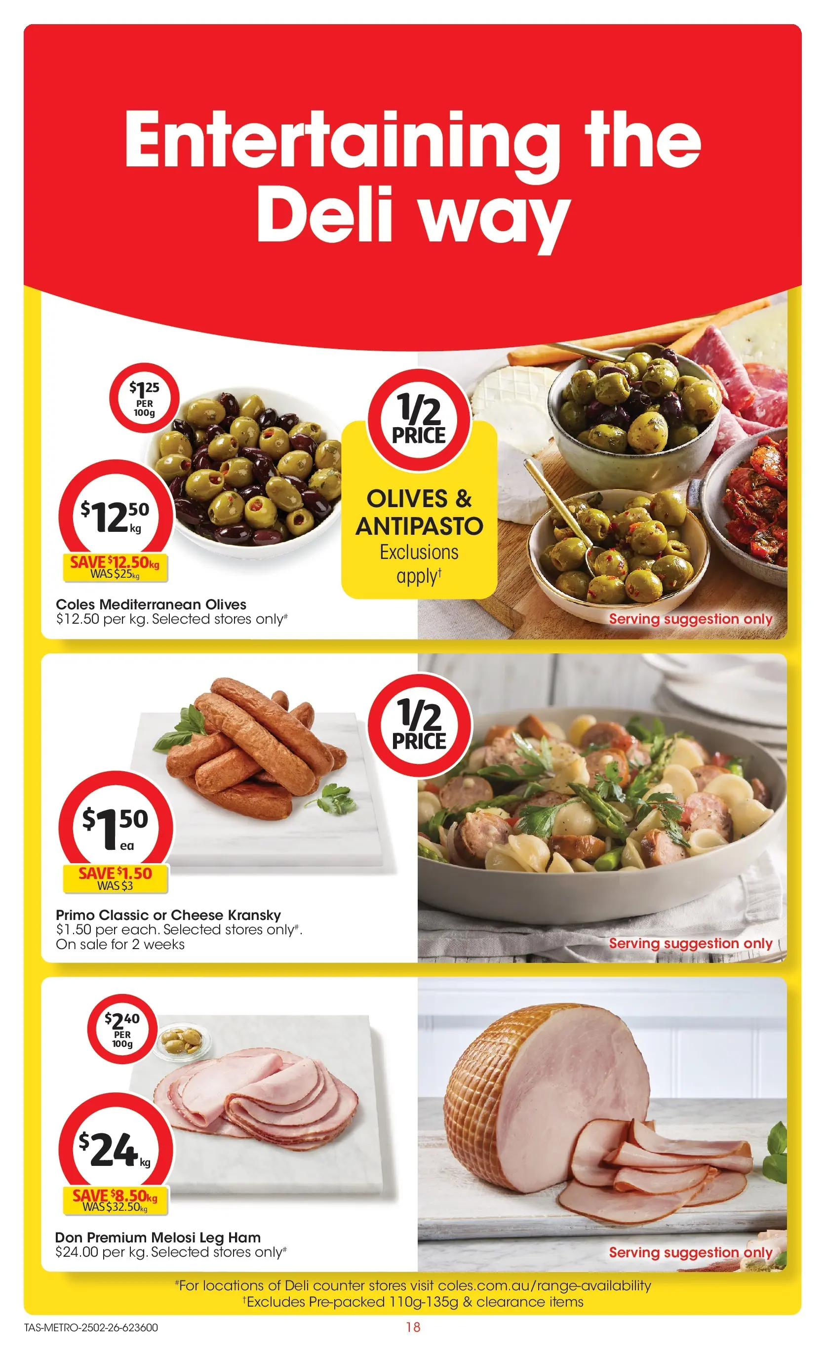 ﻿Coles catalogue valid from 24/02/2026 > Online Australia | Page: 18 | Products: Cheese, Ham, Olives