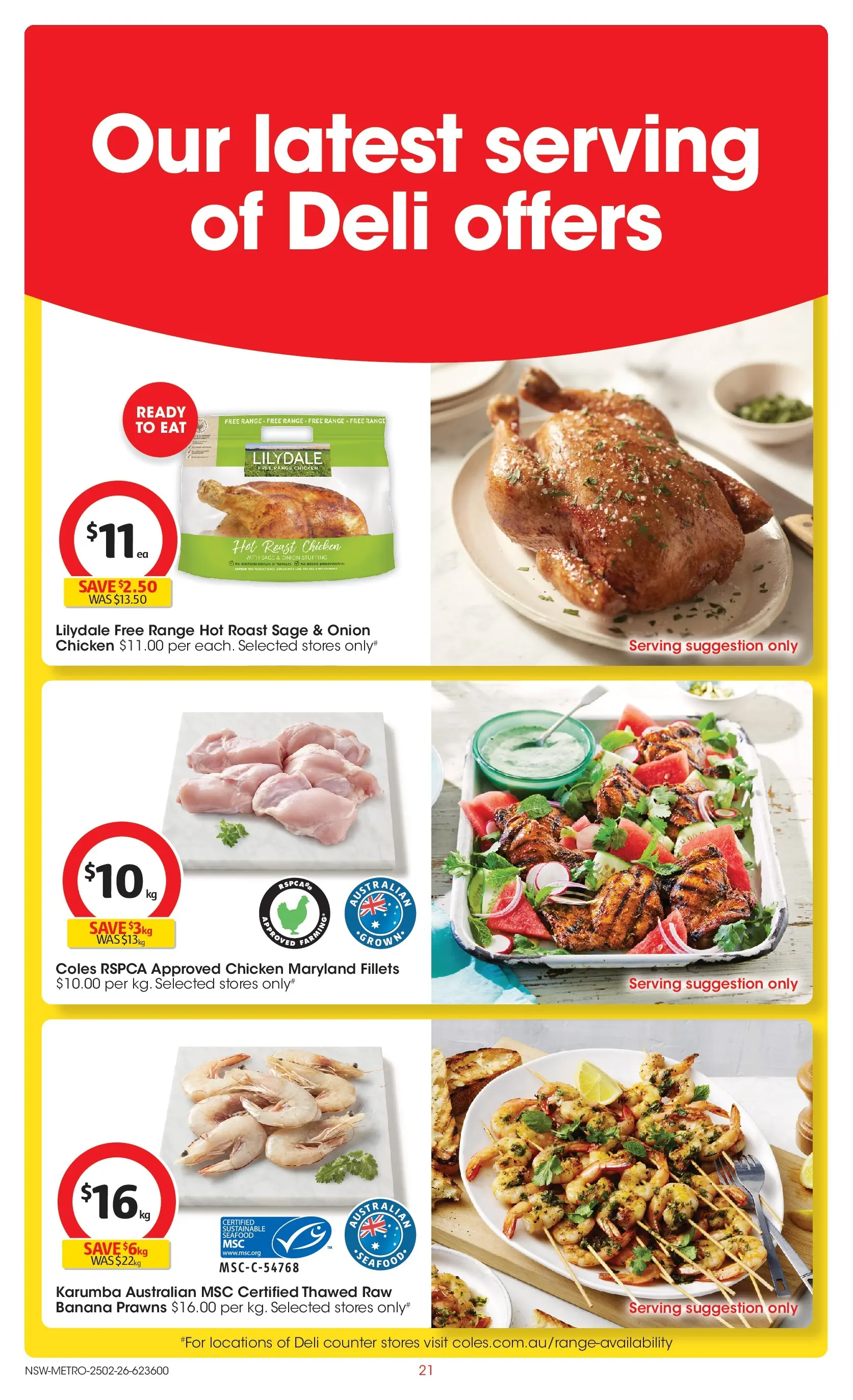 ﻿Coles catalogue valid from 25/02/2026 > Online Australia | Page: 21 | Products: Chicken, Prawns, Sustainable, Seafood