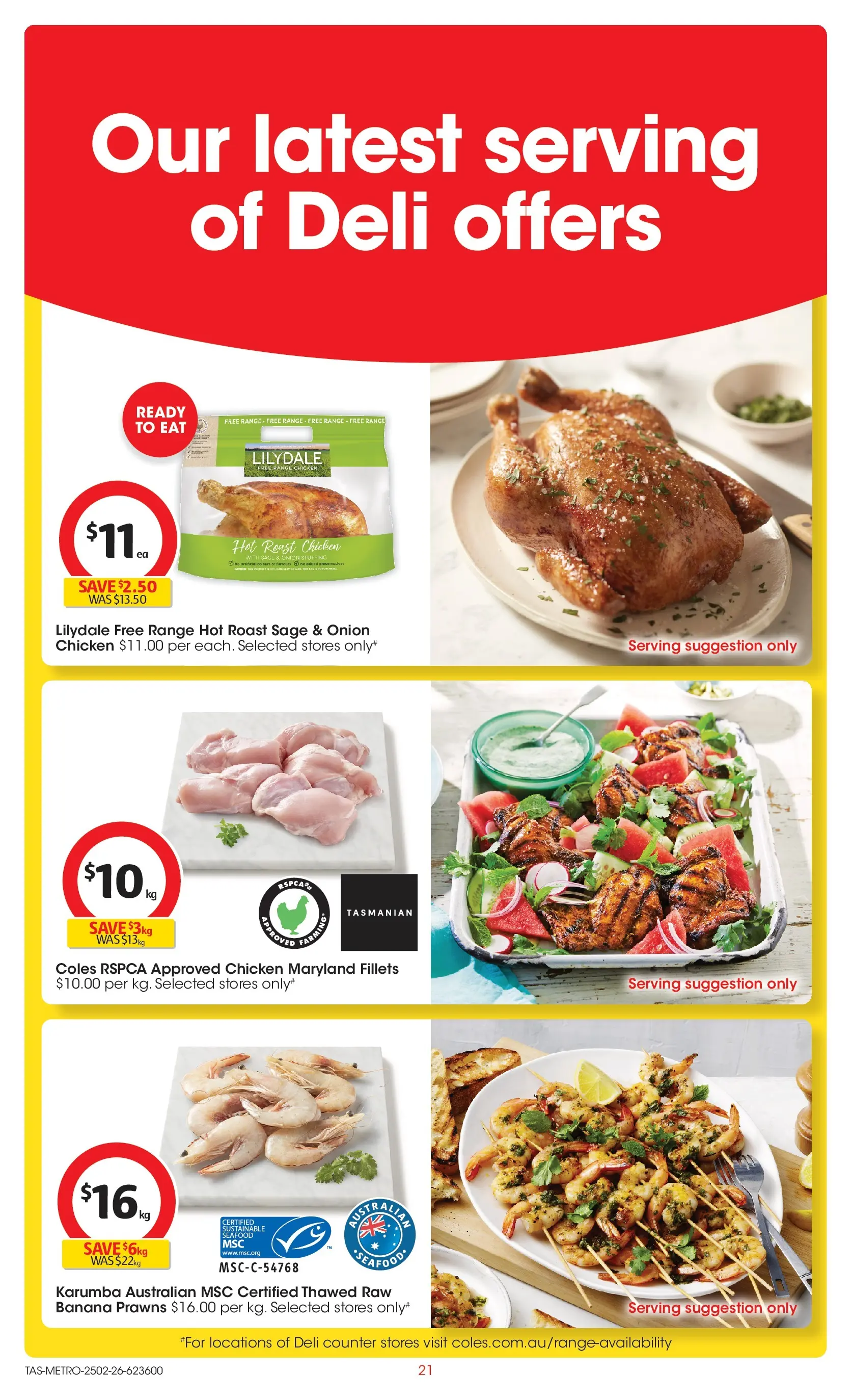 ﻿Coles catalogue valid from 24/02/2026 > Online Australia | Page: 21 | Products: Chicken, Prawns, Sustainable, Seafood