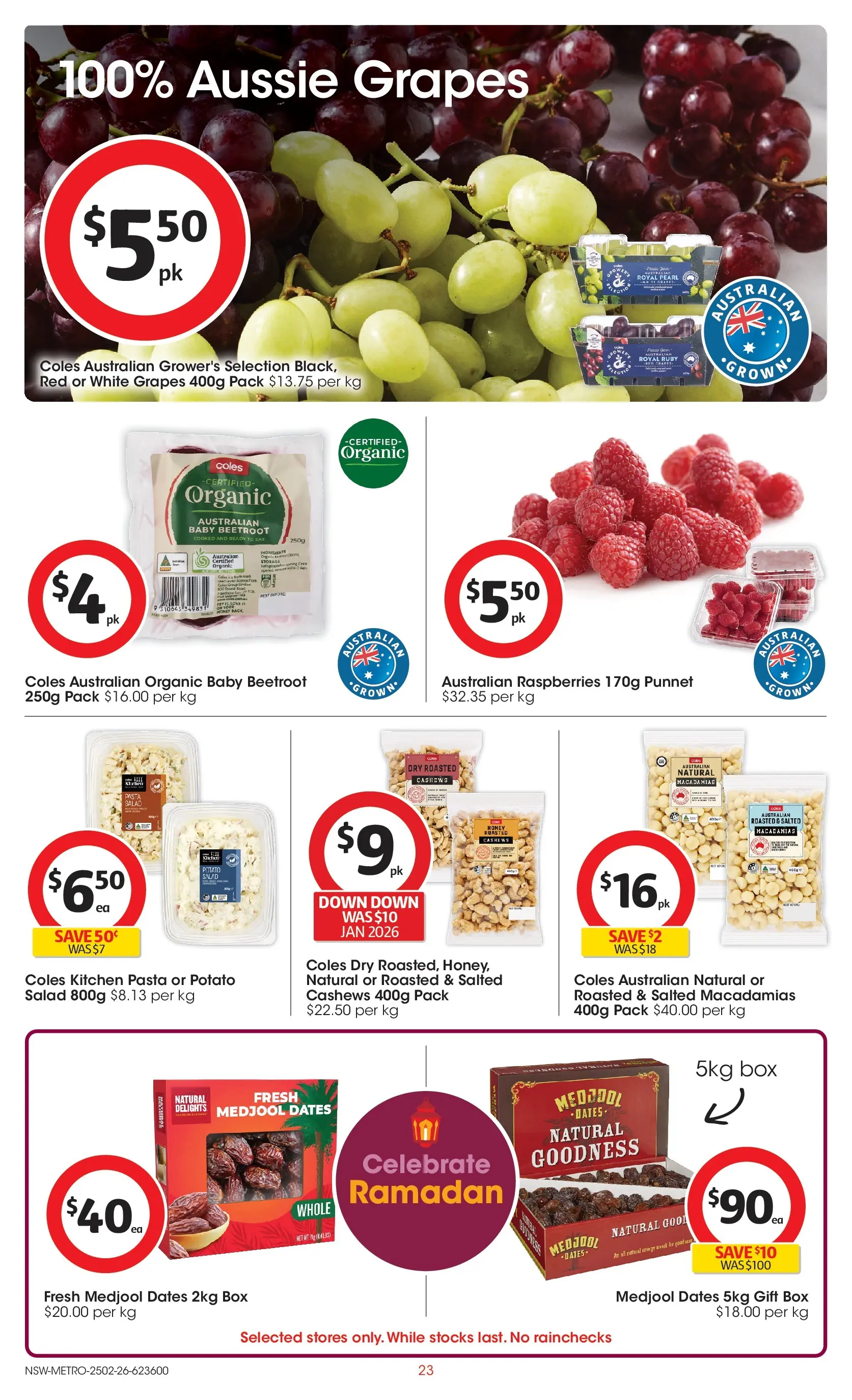 ﻿Coles catalogue valid from 25/02/2026 > Online Australia | Page: 23 | Products: Box, Honey, Pasta, Grapes