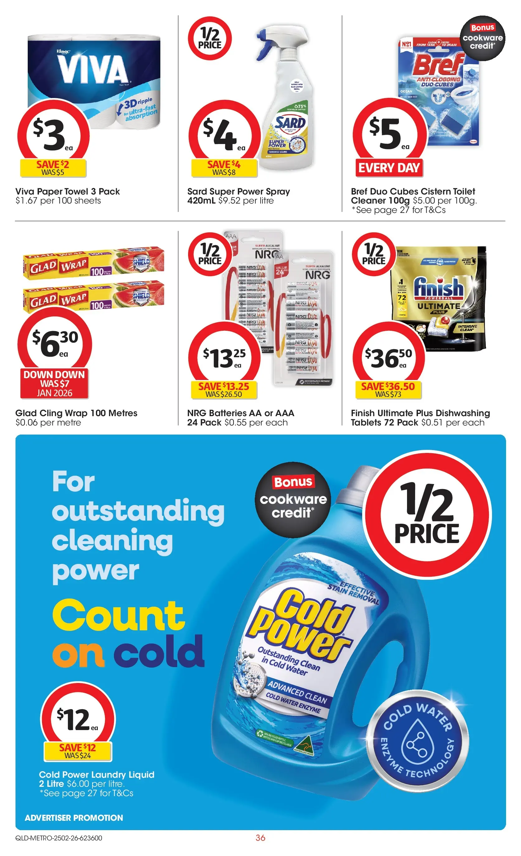 ﻿Coles catalogue valid from 25/02/2026 > Online Australia | Page: 36 | Products: Toilet, Cookware, Batteries, Tablets