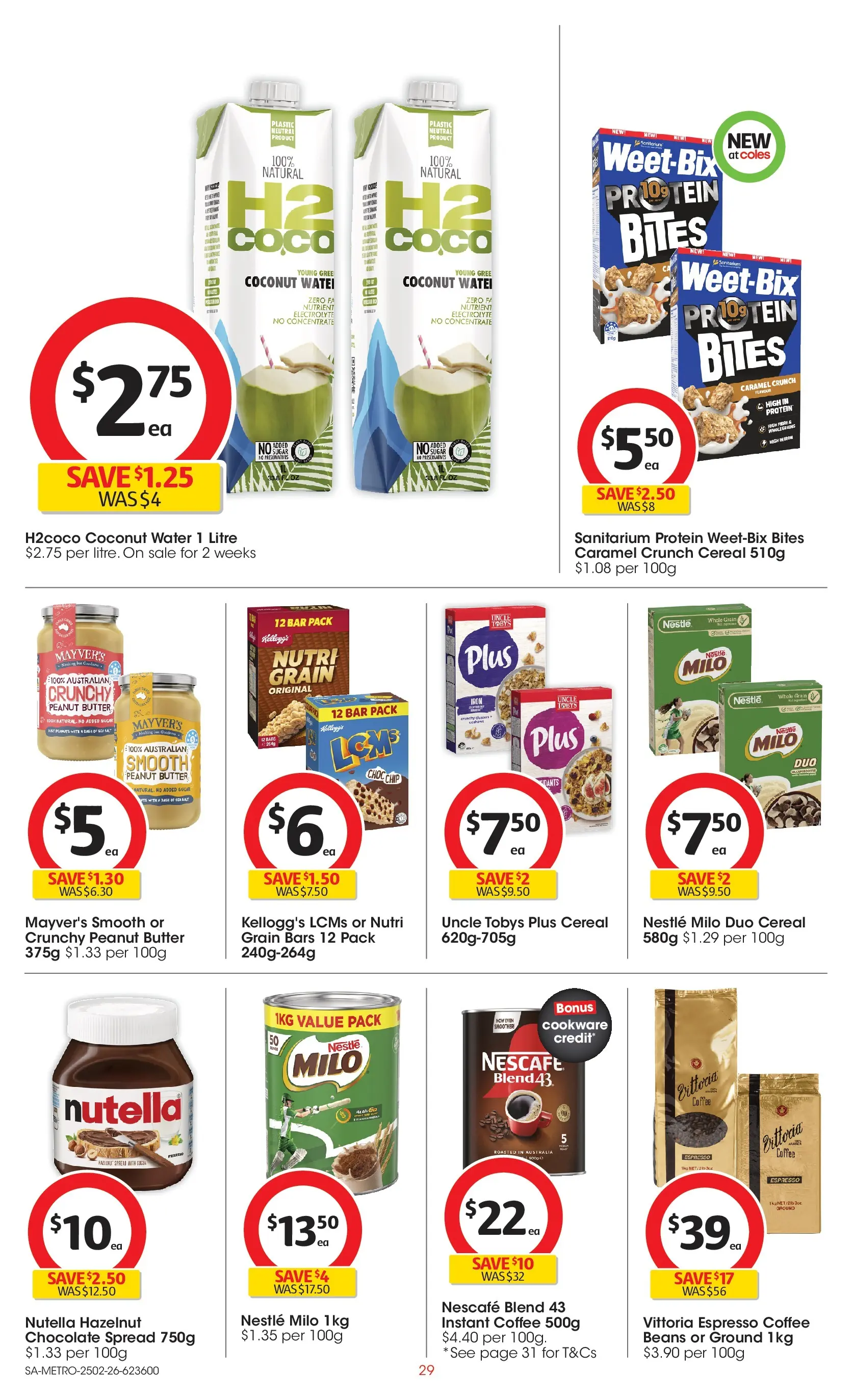﻿Coles catalogue valid from 25/02/2026 > Online Australia | Page: 29 | Products: Butter, Chocolate, Nutella, Salt