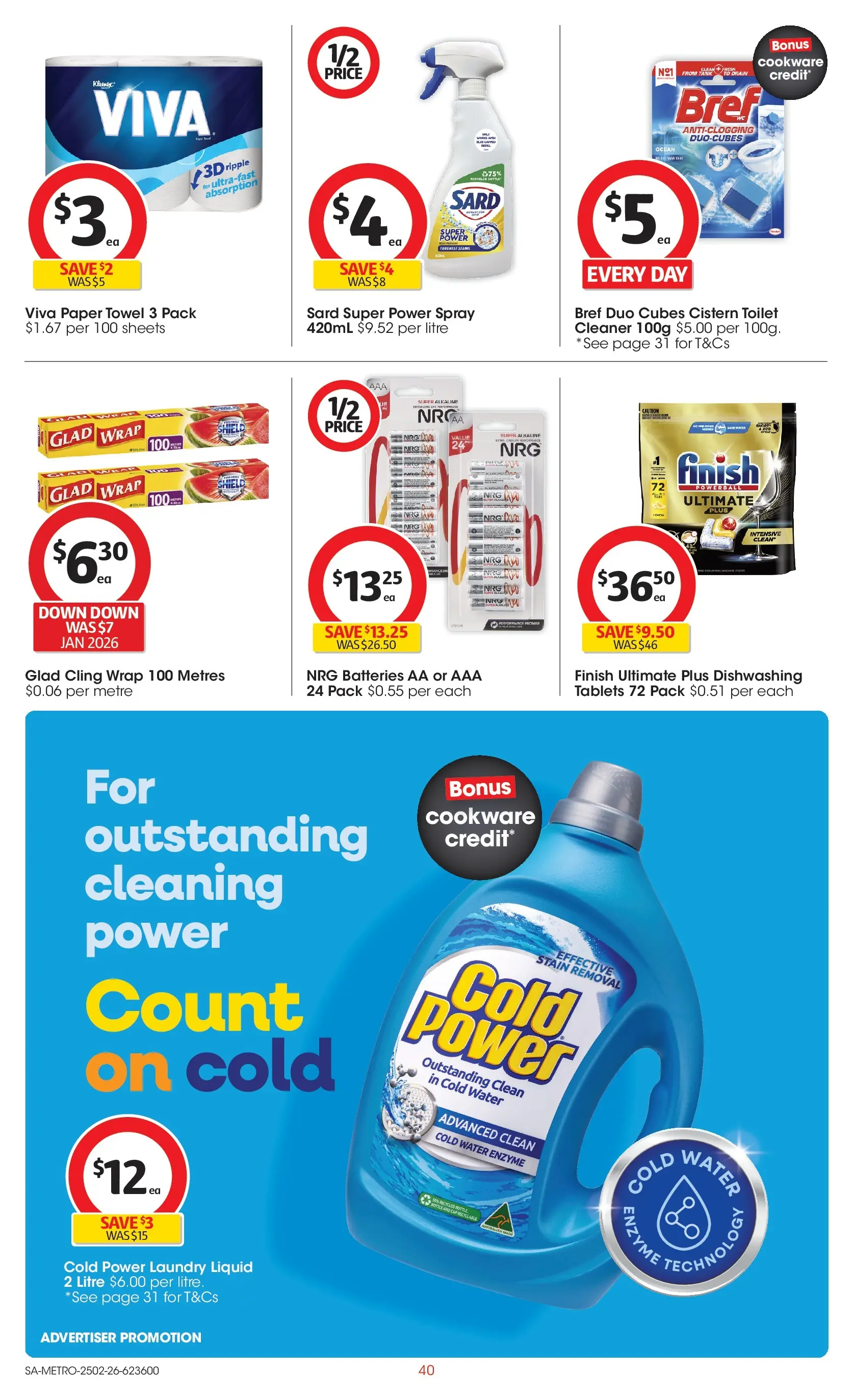 ﻿Coles catalogue valid from 25/02/2026 > Online Australia | Page: 40 | Products: Cleaner, Batteries, Laundry, Tablets