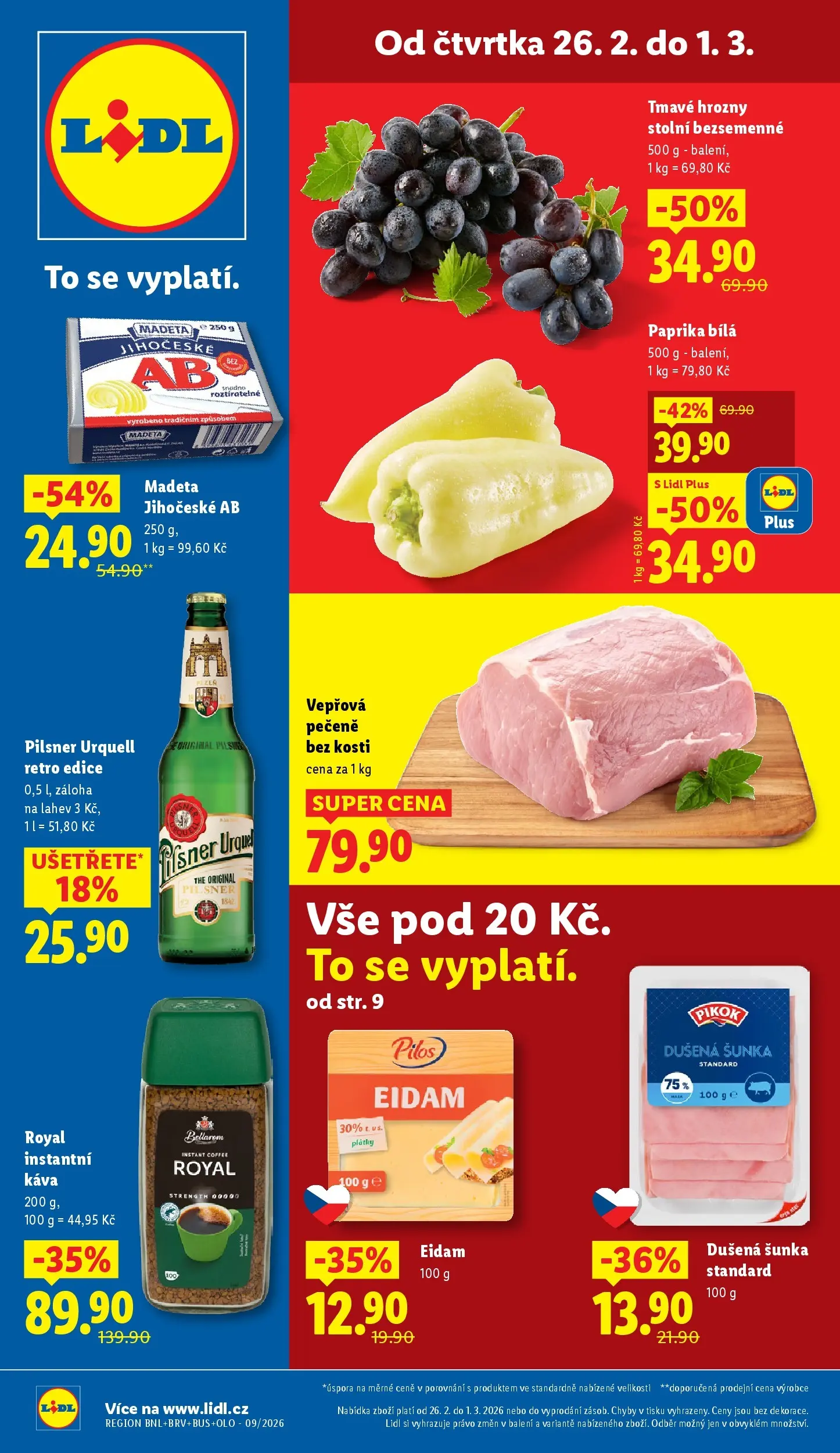 Lidl leták od 25.02.2026 - Nový akční leták | Strana: 1 | Produkty: Káva, Hrozny, Bellarom, Láhev