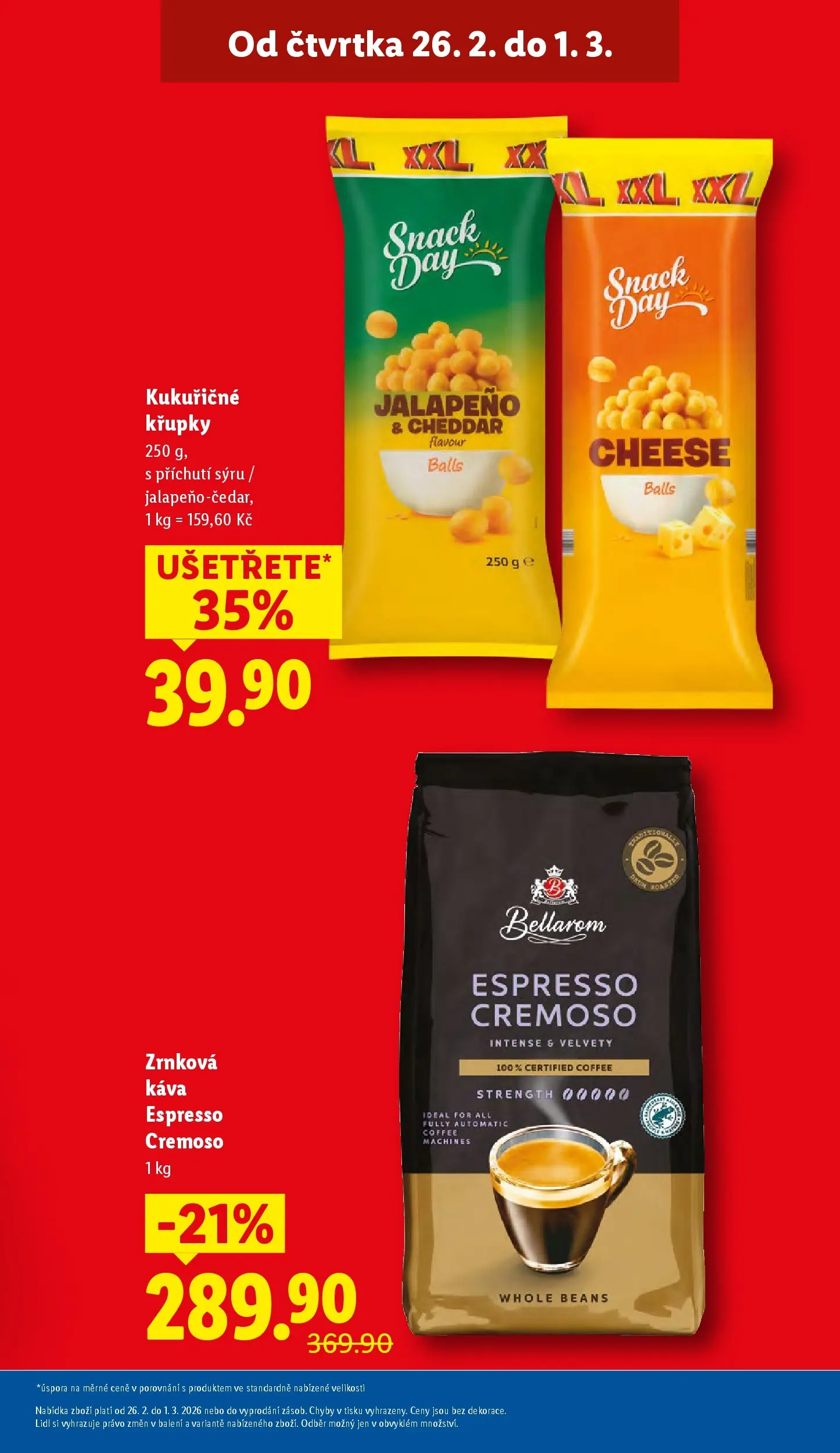 Lidl leták od 25.02.2026 - Nový akční leták | Strana: 5 | Produkty: Bellarom espresso, Křupky, Cheddar, Bellarom