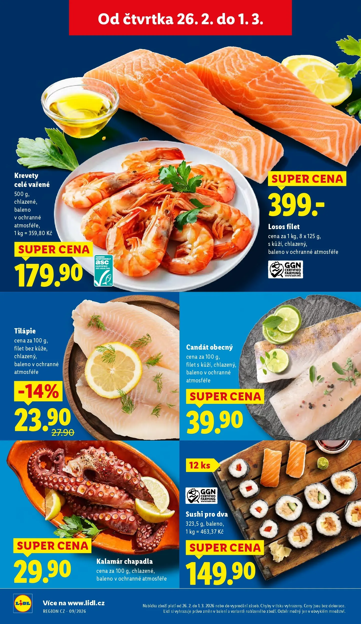 Lidl leták od 25.02.2026 - Nový akční leták | Strana: 12 | Produkty: Losos, Tilapie, Candát, Filet