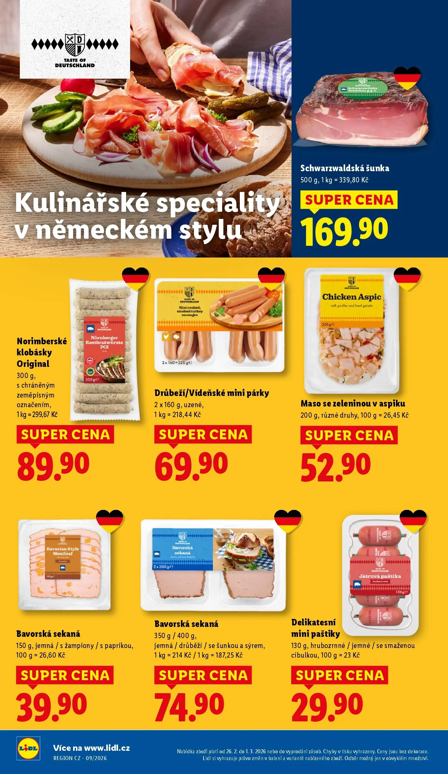 Lidl leták od 25.02.2026 - Nový akční leták | Strana: 22 | Produkty: Schwarzwaldská šunka, Maso, Klobásky, Paštika