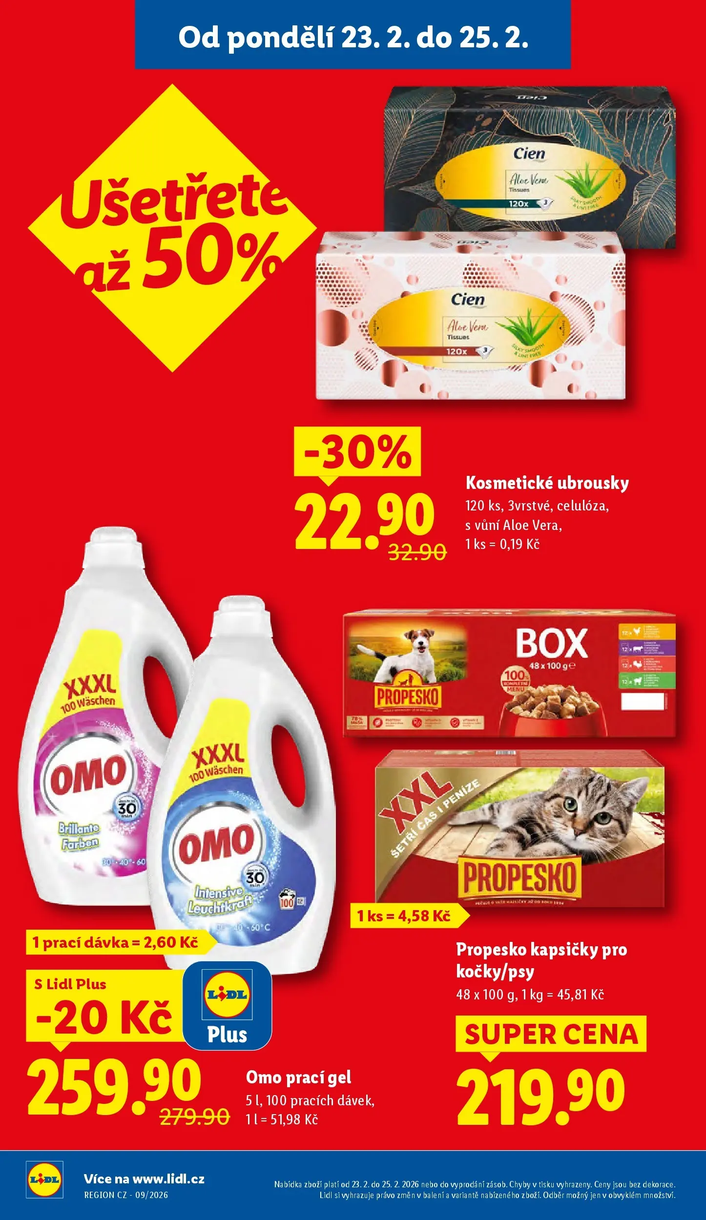 Lidl leták od 22.02.2026 - Nový akční leták | Strana: 2 | Produkty: Prací gel, Propesko, Ubrousky, Aloe vera