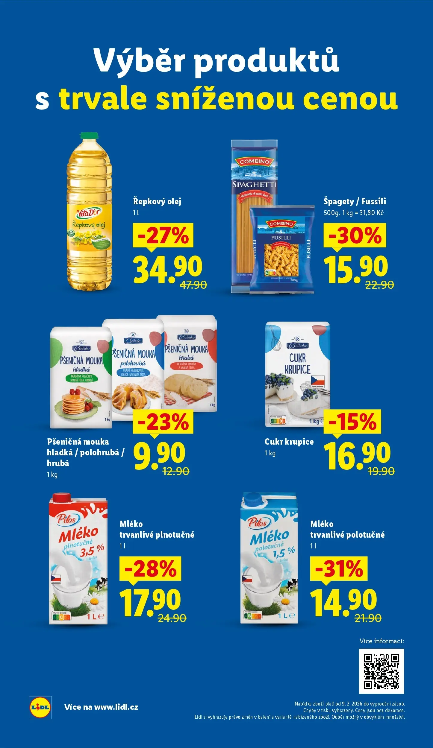 Lidl leták od 22.02.2026 - Nový akční leták | Strana: 7 | Produkty: Plnotučné mléko, Krupice, Řepkový olej, Combino