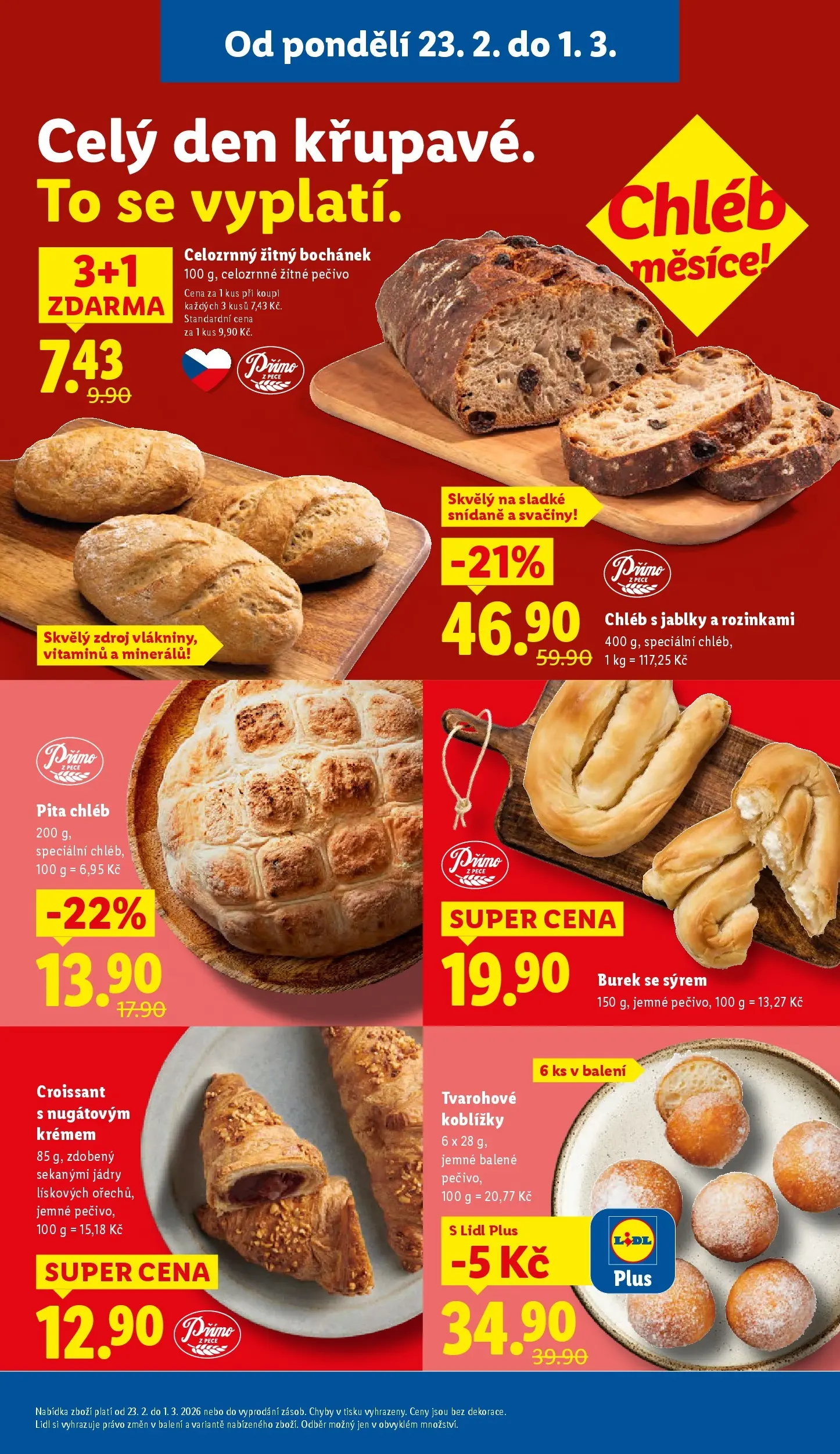 Lidl leták od 22.02.2026 - Nový akční leták | Strana: 9 | Produkty: Pečivo, Croissant, Burek, Pita chléb