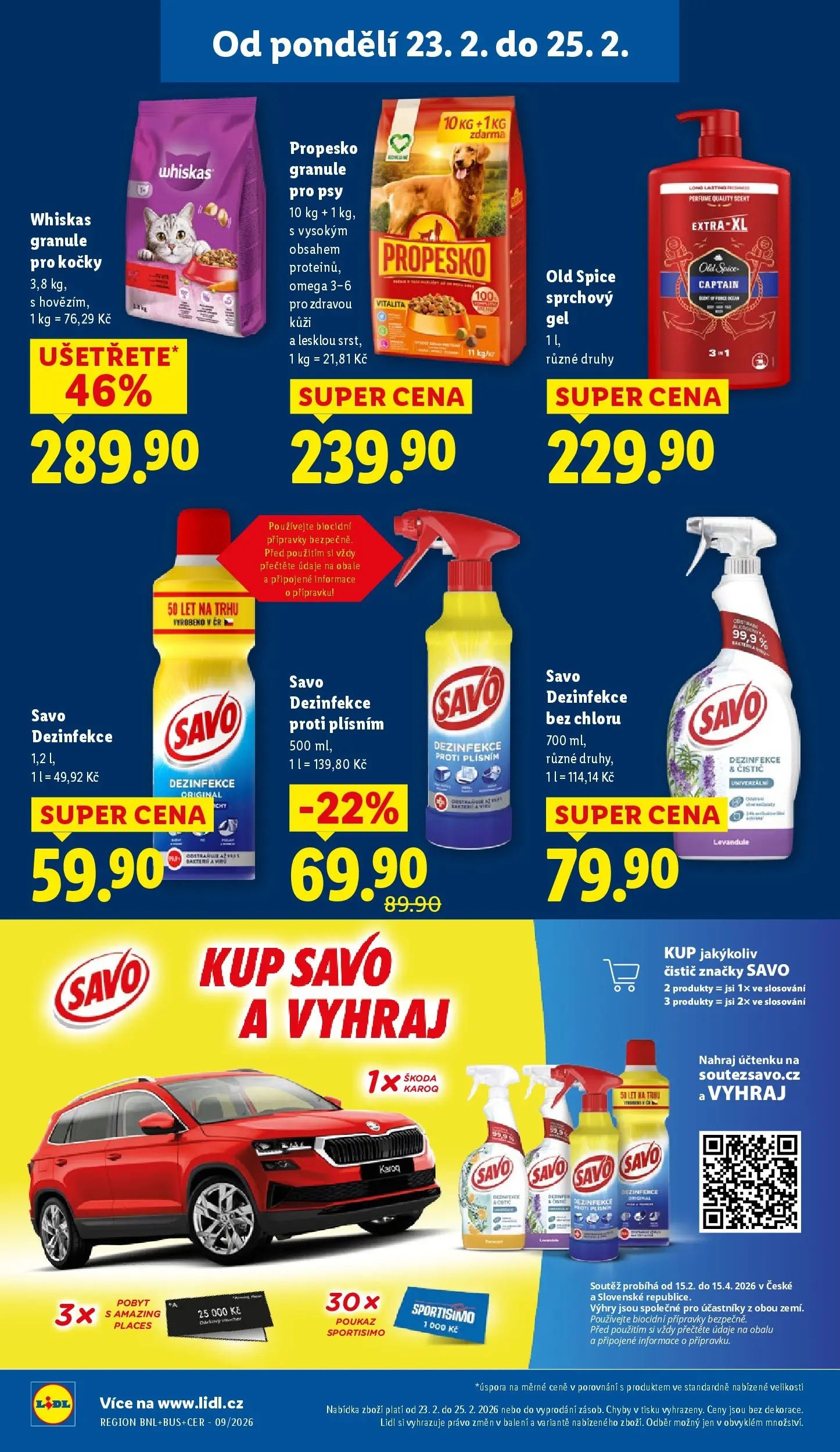 Lidl leták od 22.02.2026 - Nový akční leták | Strana: 26 | Produkty: Whiskas, Savo, Old Spice, Savo proti plísním
