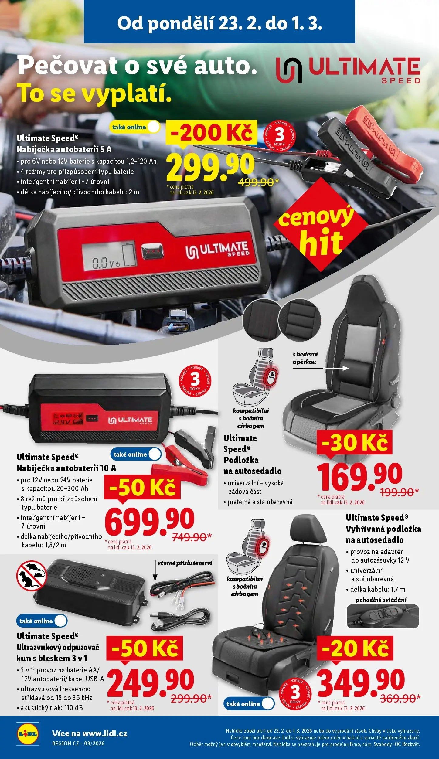 Lidl leták od 22.02.2026 - Nový akční leták | Strana: 40 | Produkty: Vyhřívaná podložka, Nabíječka autobaterií, Baterie, Odpuzovač