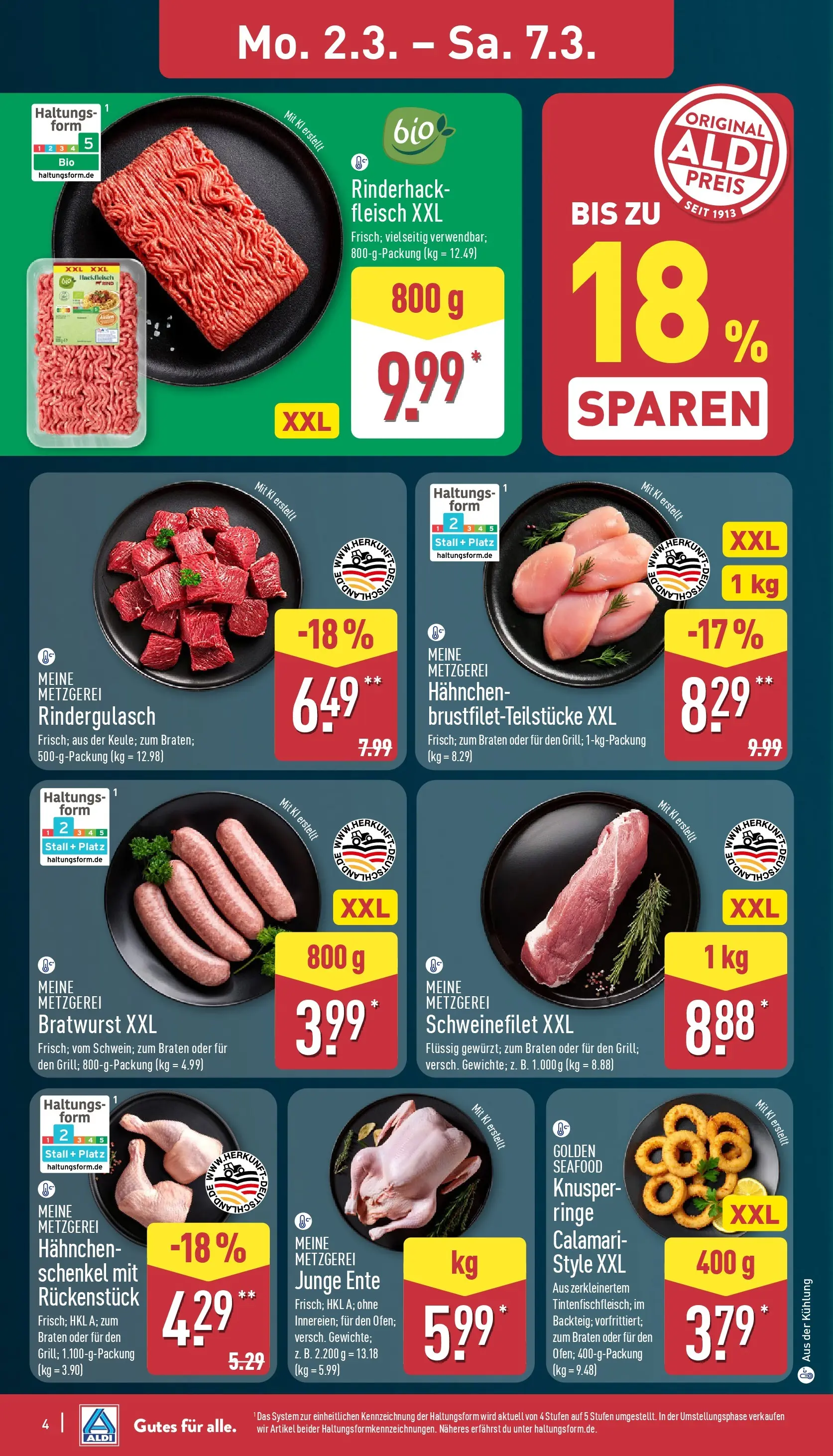 Aldi Wochenangebote (ab 02.03.2026) » Angebote Online | Seite: 4 | Produkte: Rindergulasch, Hahnchen, Bratwurst, Schweinefilet