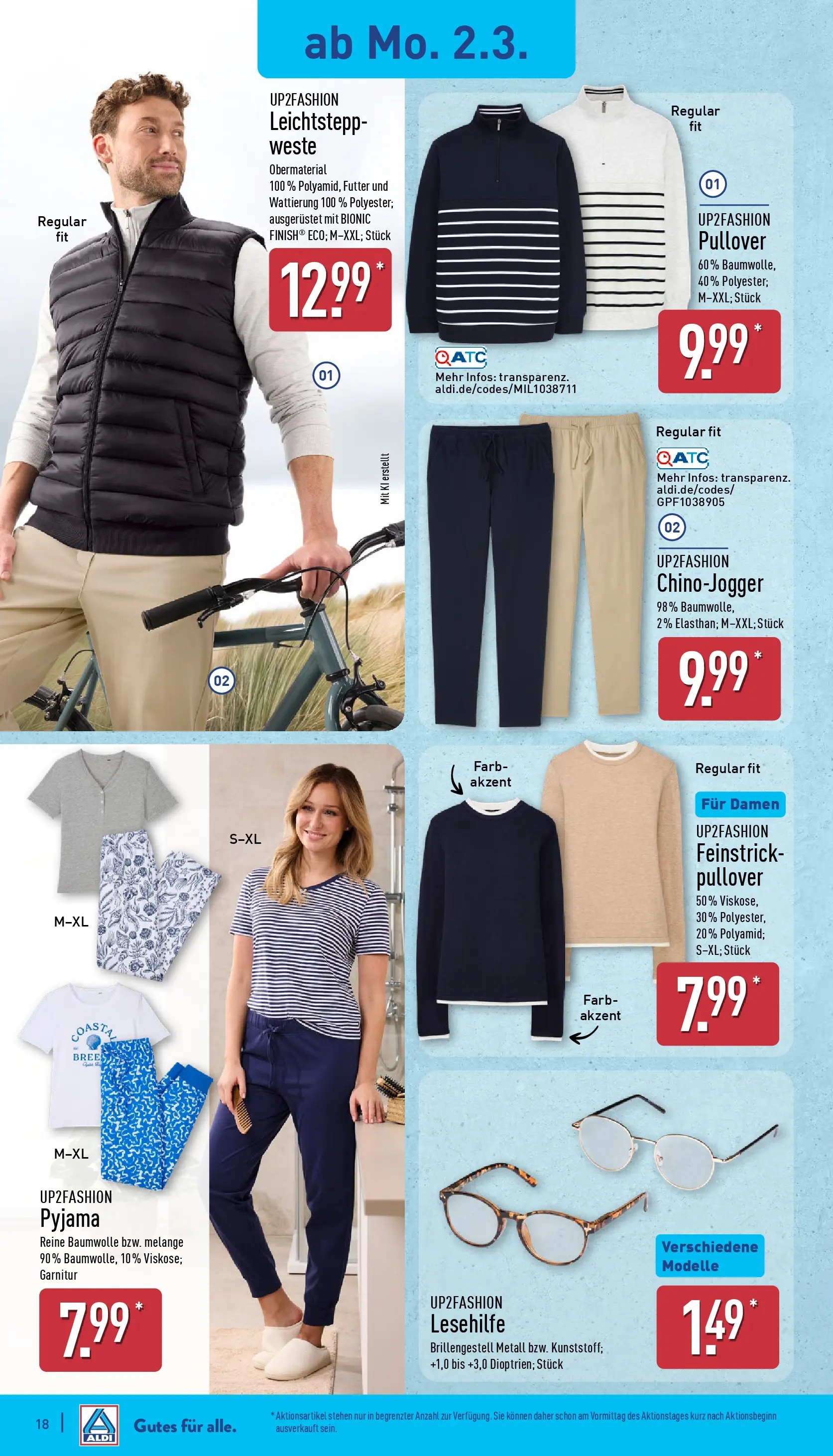 Aldi Wochenangebote (ab 02.03.2026) » Angebote Online | Seite: 23 | Produkte: Up2fashion, Bree, Weste, Pyjama
