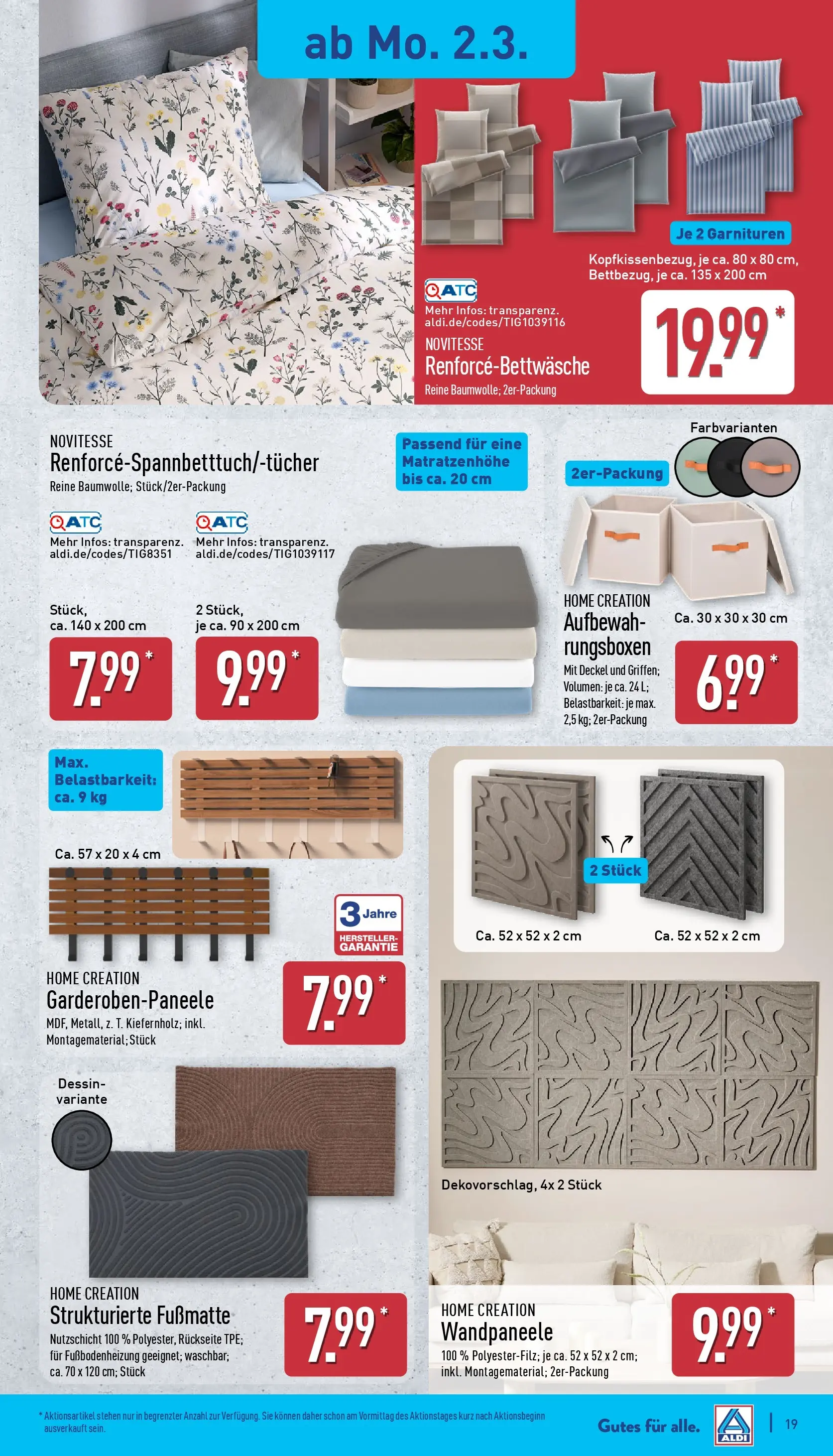 Aldi Wochenangebote (ab 02.03.2026) » Angebote Online | Seite: 24 | Produkte: Fußmatte, Home creation