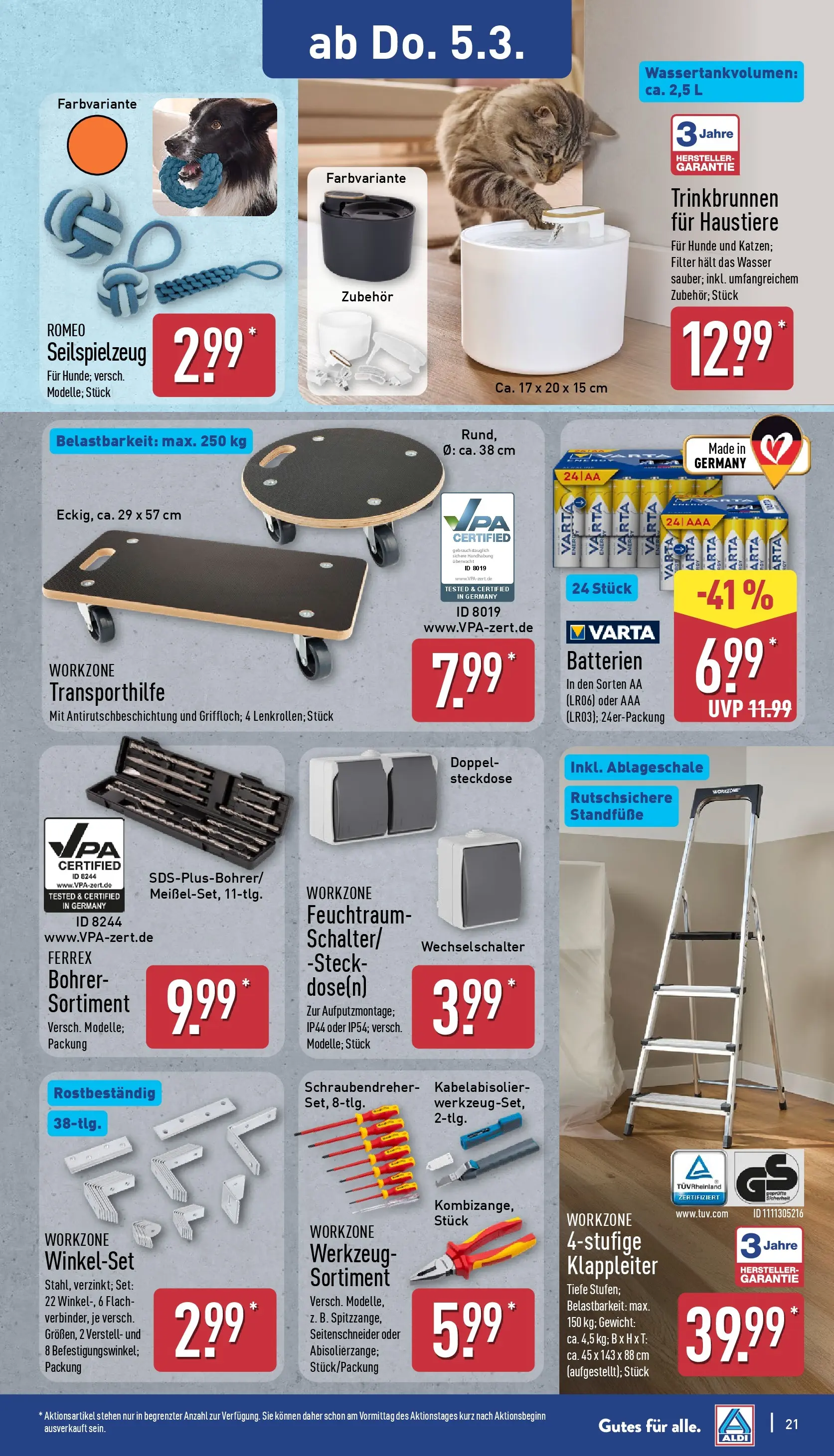 Aldi Wochenangebote (ab 02.03.2026) » Angebote Online | Seite: 26 | Produkte: Gewicht, Batterien, Steckdose, Wasser