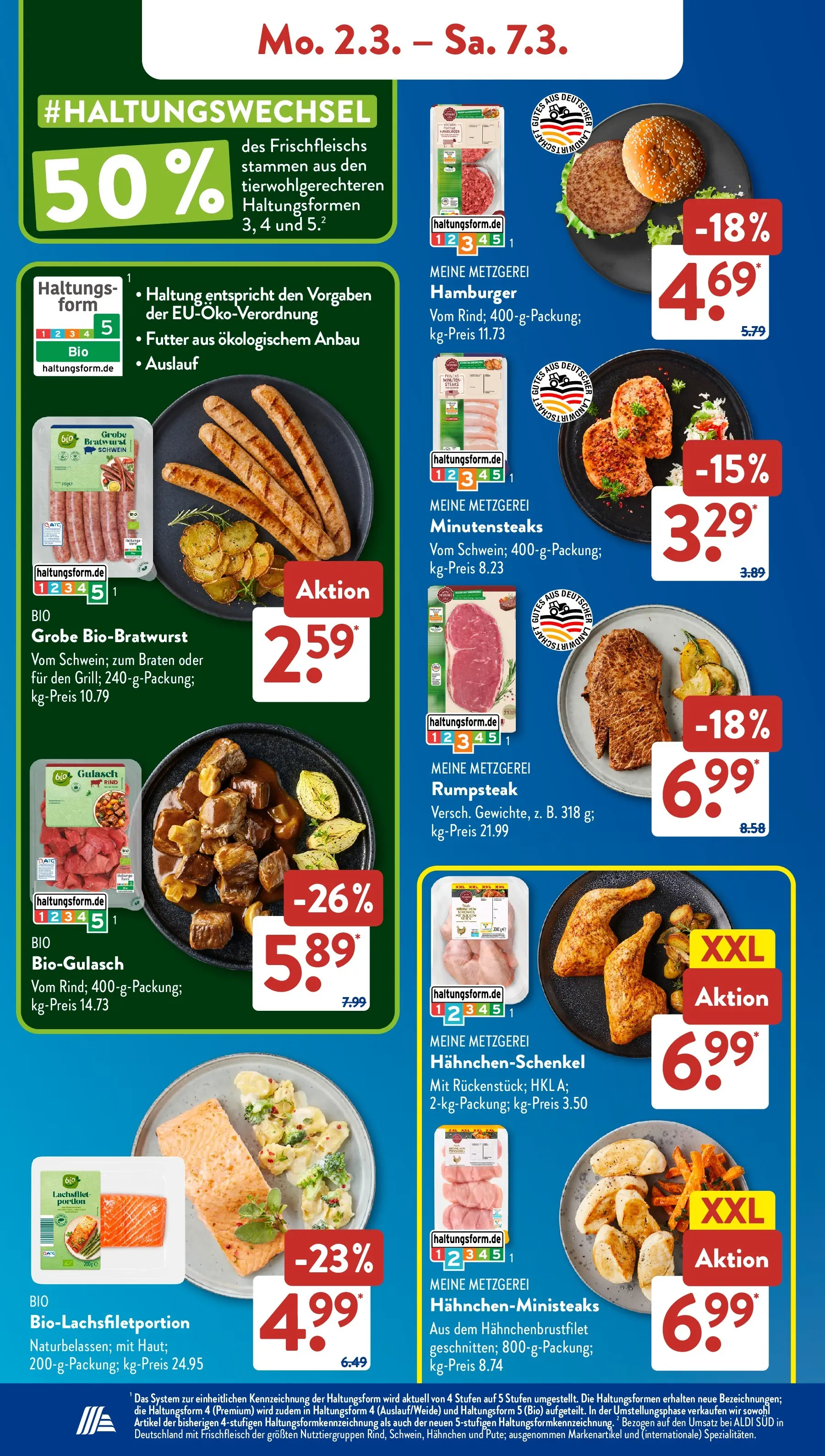 Aldi Süd Wochenangebote (ab 02.03.2026) zum Blättern | Seite: 6 | Produkte: Rumpsteak, Hahnchenschenkel, Bratwurst, Gulasch