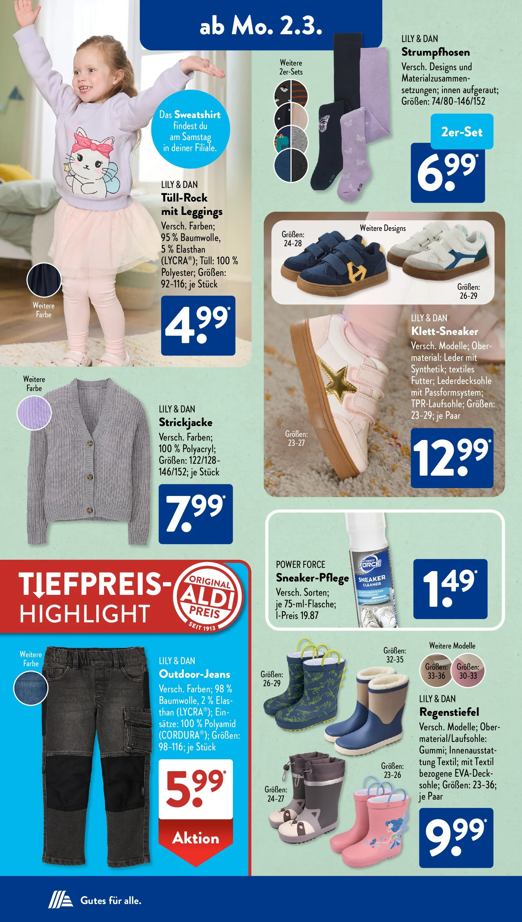 Aldi Süd Wochenangebote (ab 02.03.2026) zum Blättern | Seite: 14 | Produkte: Sweatshirt, Leggings, Strickjacke