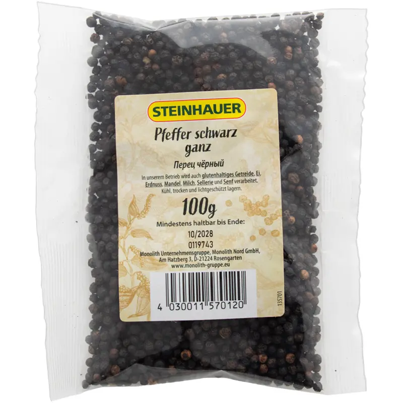 Schwarze Pfefferk&ouml;rner ganz