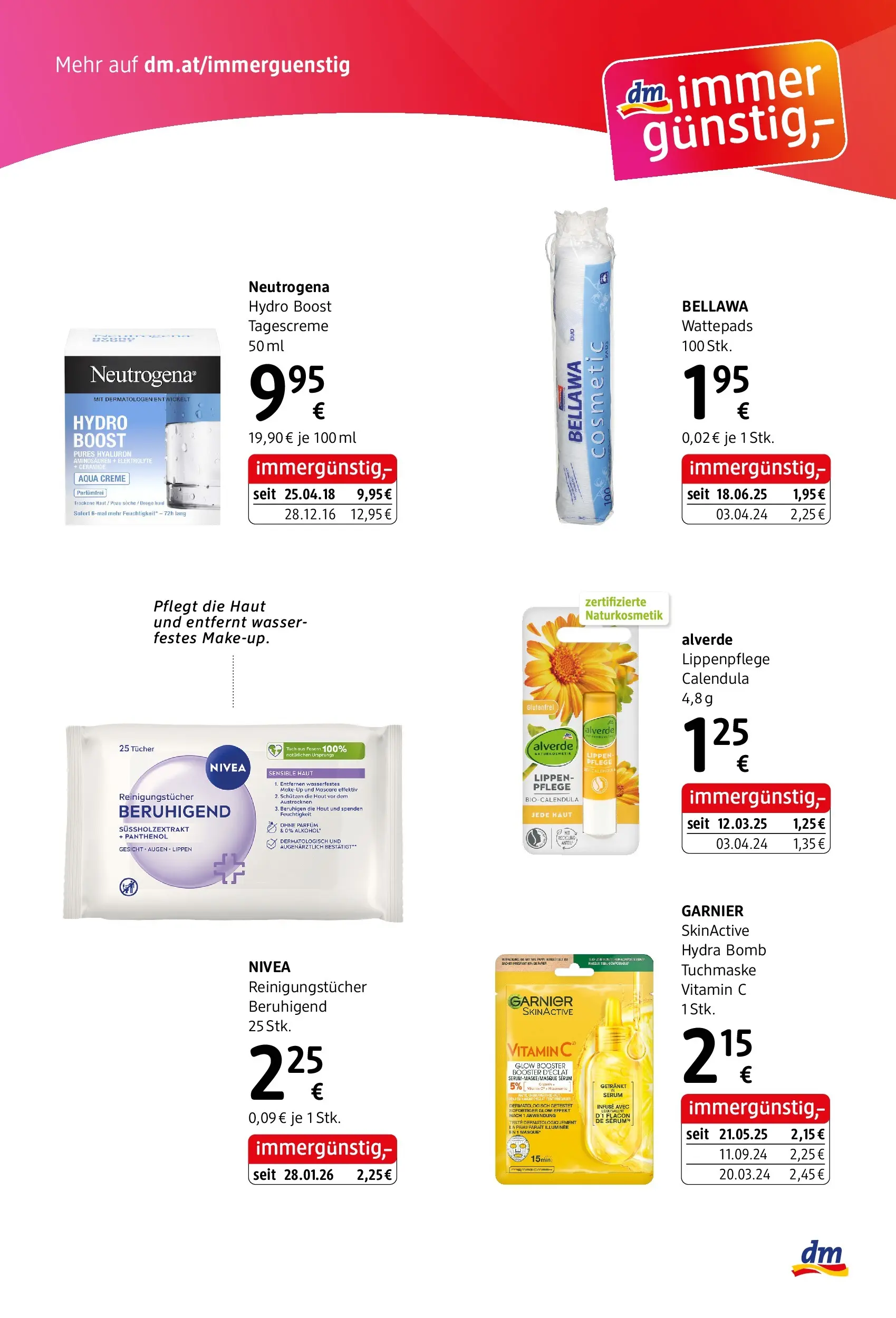 dm drogerie markt Flugblatt März 2026 - Wien von 26.02.2026 - Aktuelle Angebote | Seite: 2 | Produkte: Wasser, Parfüm, Creme, Reinigungstücher