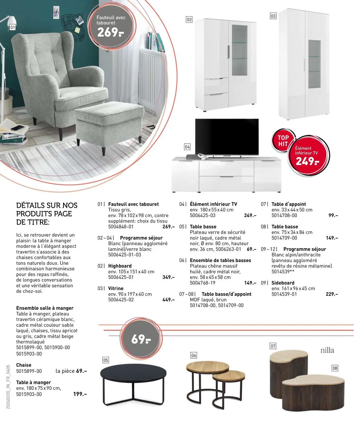 Möbel Martin - Amenagér, c'est facile! à partir du 27/02/2026 - promo en ligne | Page: 4 | Produits: Vitrine, Table basse, Chaise, Cadre