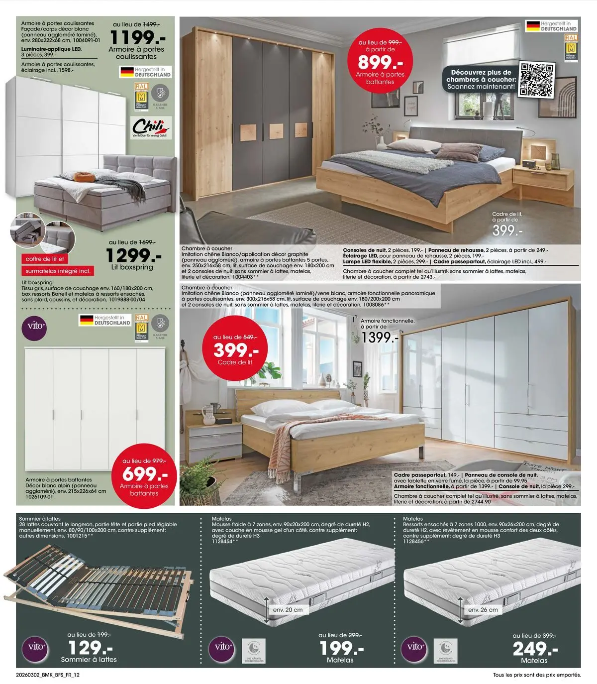 Möbel Martin - Möbel Martin: Offres hebdomadaires à partir du 01/03/2026 - promo en ligne | Page: 12 | Produits: lampe LED, Lit, Sommier, Portes