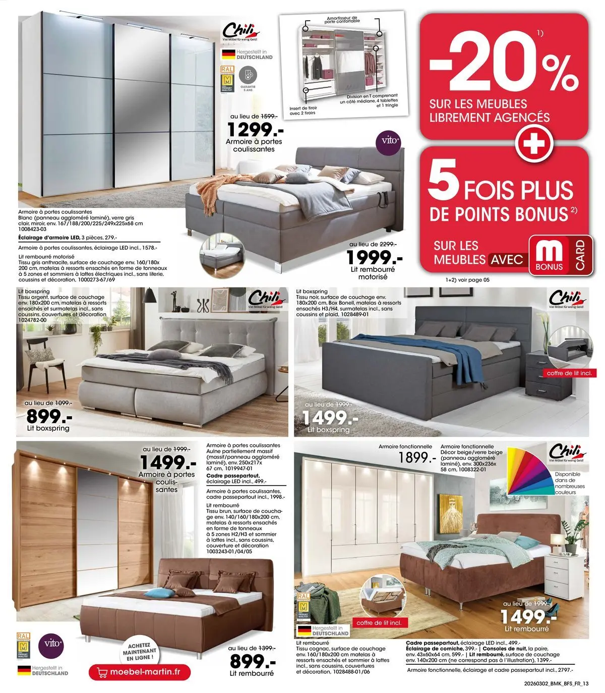 Möbel Martin - Möbel Martin: Offres hebdomadaires à partir du 01/03/2026 - promo en ligne | Page: 13 | Produits: Lit, Armoire, Tiroirs, Cadre
