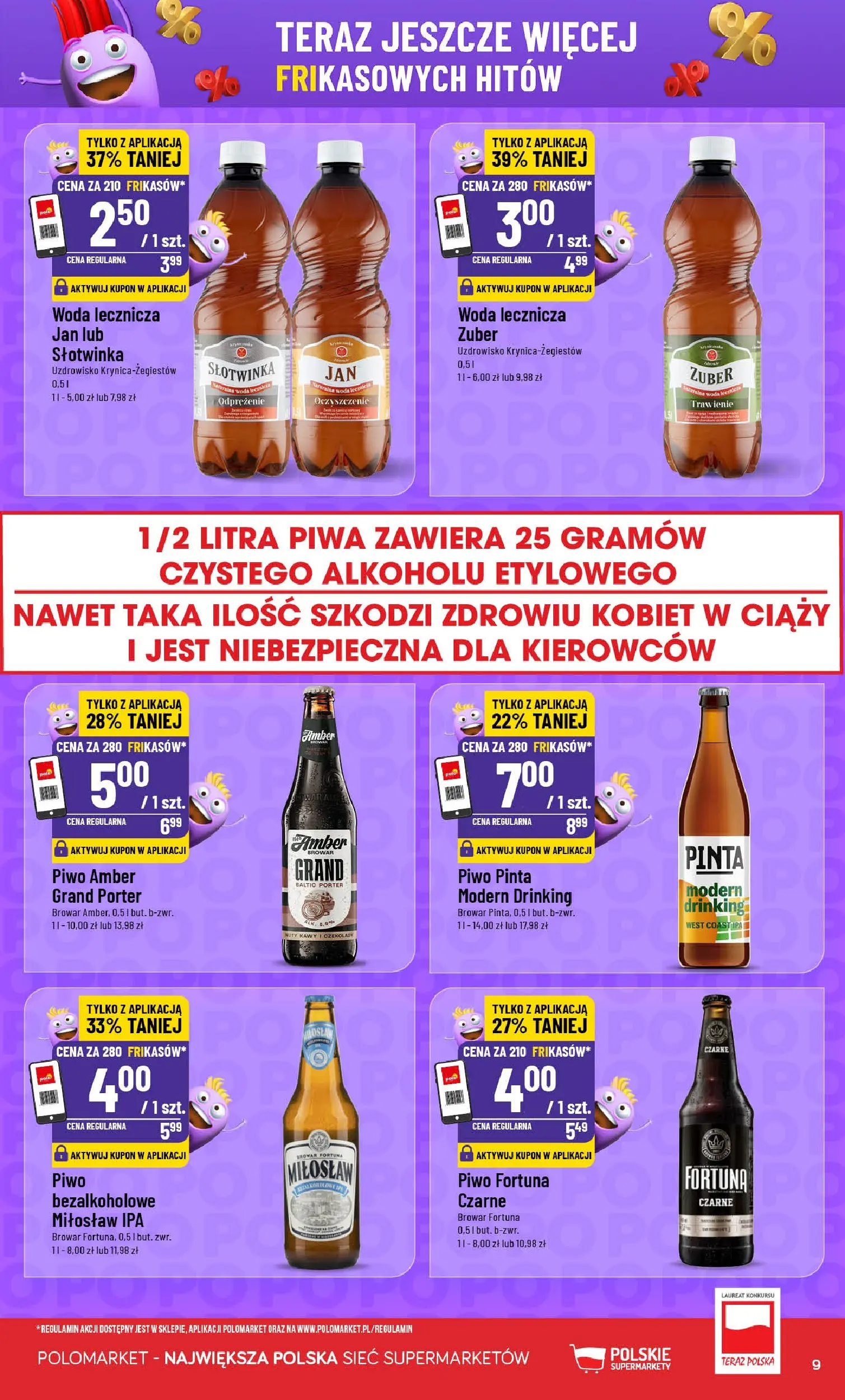 Nowa POLOmarket gazetka od jutra 25.02.2026 (PDF) | Strona: 9 | Produkty: Czekolady, Piwo, Woda