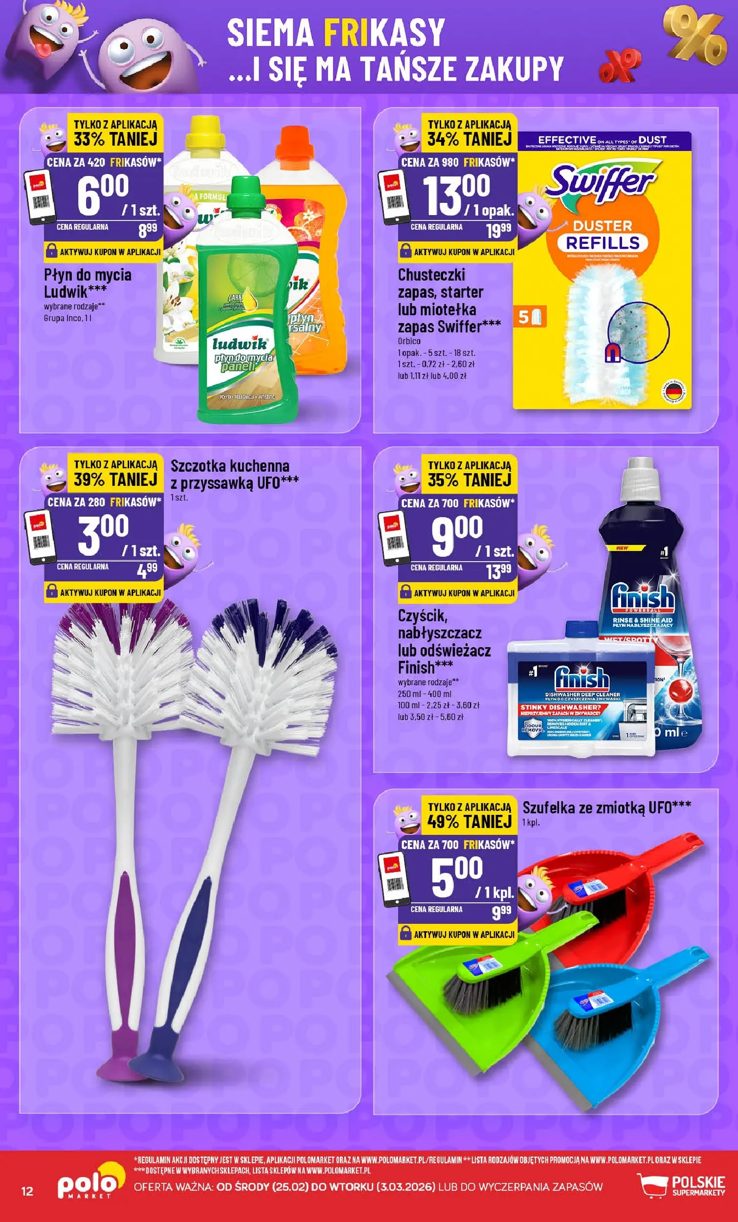 Nowa POLOmarket gazetka od jutra 25.02.2026 (PDF) | Strona: 12 | Produkty: Odświeżacz, Cleaner, Szczotka, Finish