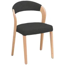 Stuhl in Holz, Textil Dunkelgrau, Wildeiche