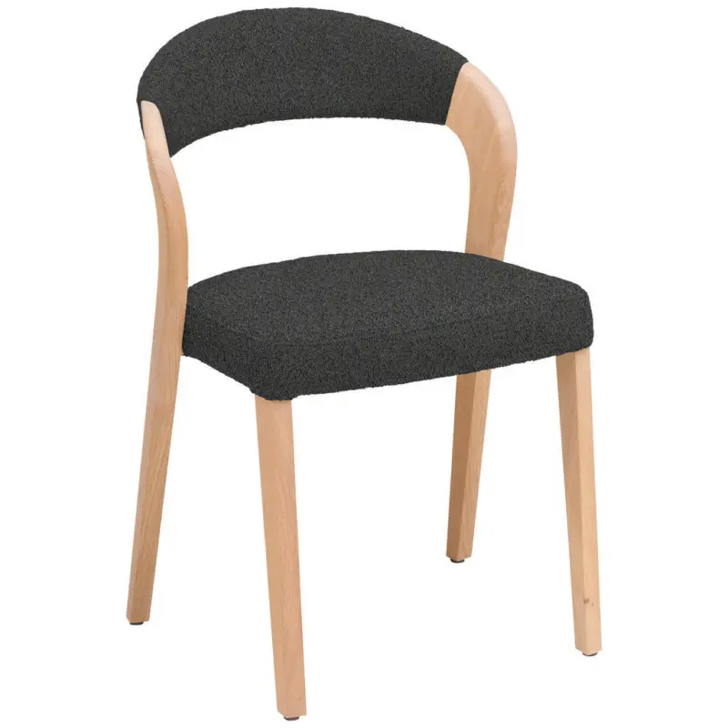 Stuhl in Holz, Textil Dunkelgrau, Wildeiche