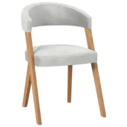 Stuhl in Holz, Textil Creme, Wildeiche