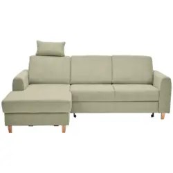 Ecksofa in Flachgewebe Hellgr&uuml;n