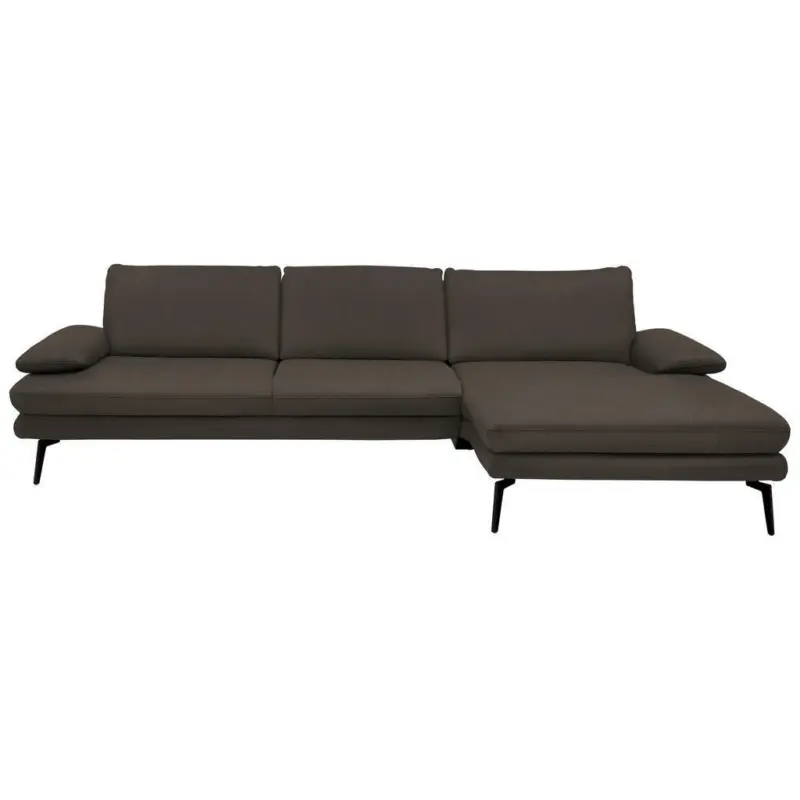 Ecksofa Beldomo Premium in Echtleder Graubraun 310/180 cm