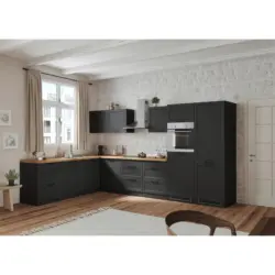 Eckk&uuml;che 240/360 cm in Grau, Eiche Wotan