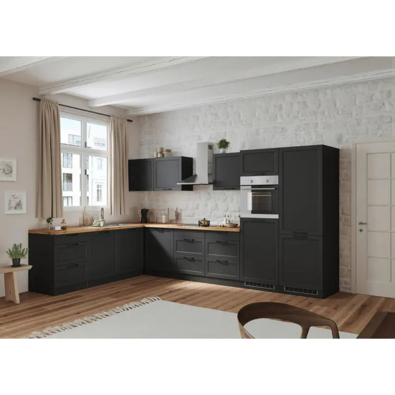 Eckk&uuml;che 240/360 cm in Grau, Eiche Wotan