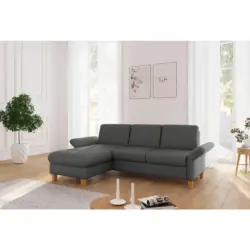 Ecksofa Rochelle E in Flachgewebe Dunkelgrau 164/251 cm