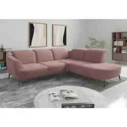 Ecksofa ZOE E in Chenille Aubergine 300/267 cm