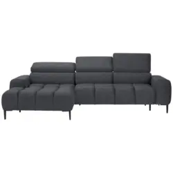 Ecksofa in Webstoff Grau 177/270 cm