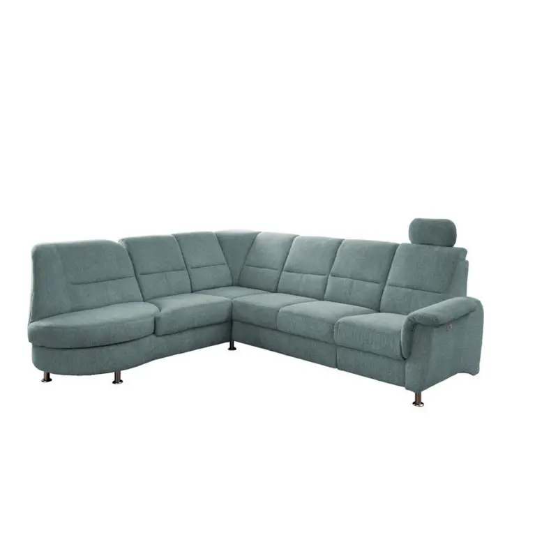 Ecksofa in Chenille Blau 236/275 cm